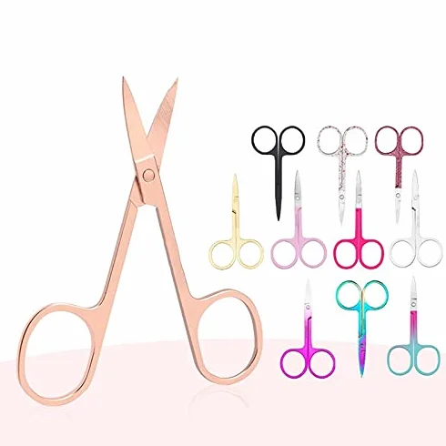 JZ Scissors 1PC Stainless Steel Small Nail Tools Eyebrow Nose Hair Scissors Cut Manicure Trimming Tweezer Makeup Beauty Tool (Color : Light Pink) (Color Titanium)