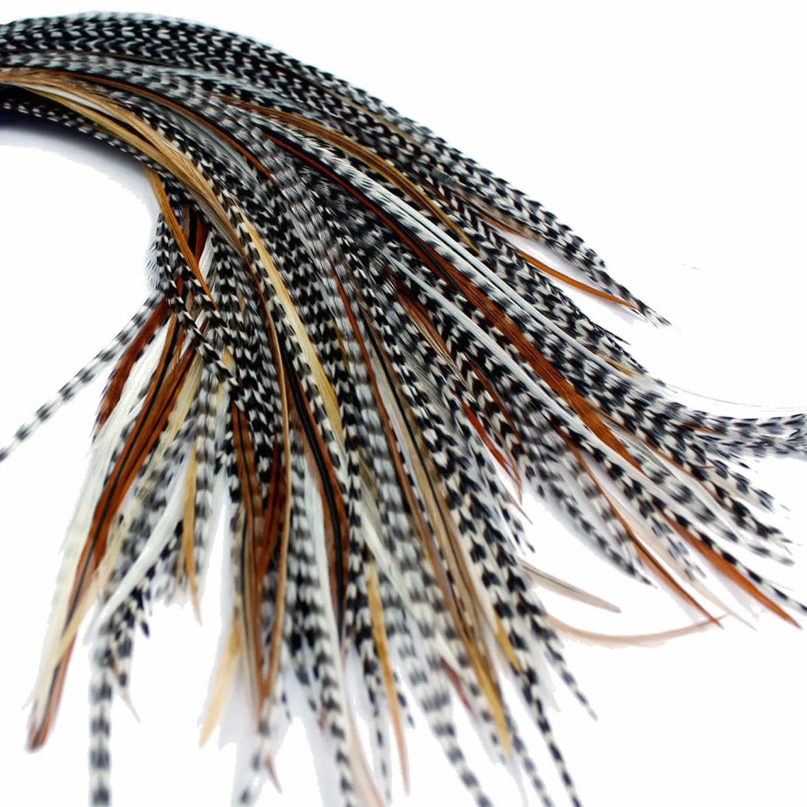 Real Feather Hair Extensions Corto Delgado 18-23 cm + Anillos Broche Mixed Naturals
