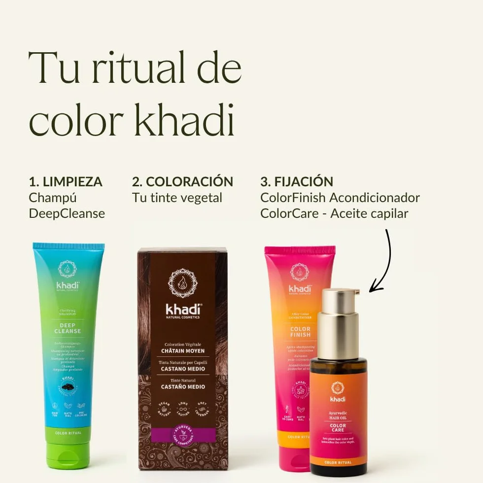 Khadi CASTANO MEDIO Tinte vegetal para el cabello 100% vegetal 100 g