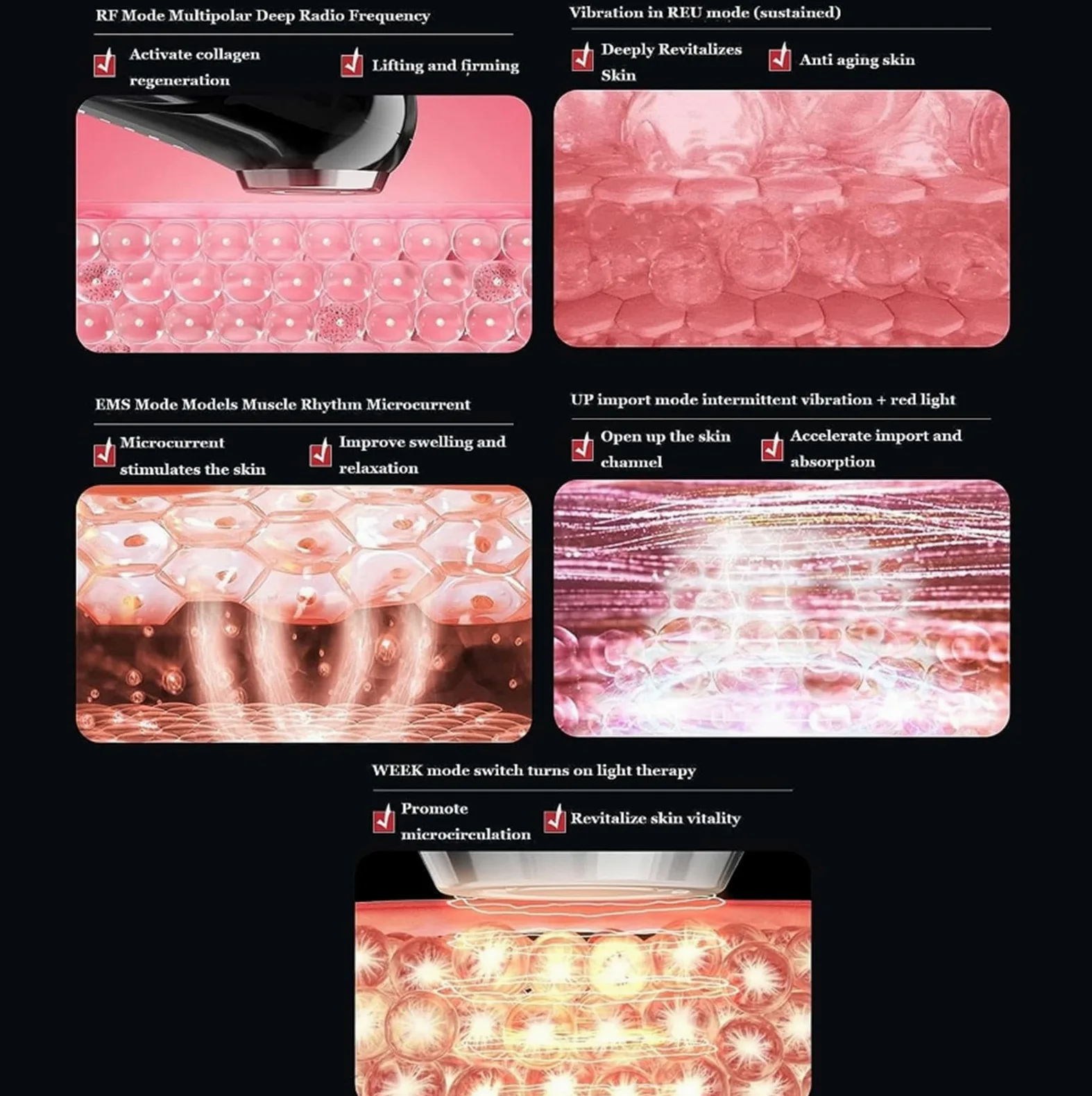 Aparato de belleza RF cuidado de la piel, Micro-corriente facial firme y ascensor Massager Machine, rejuvenecimiento de la piel eliminación de arrugas antienvejecimiento