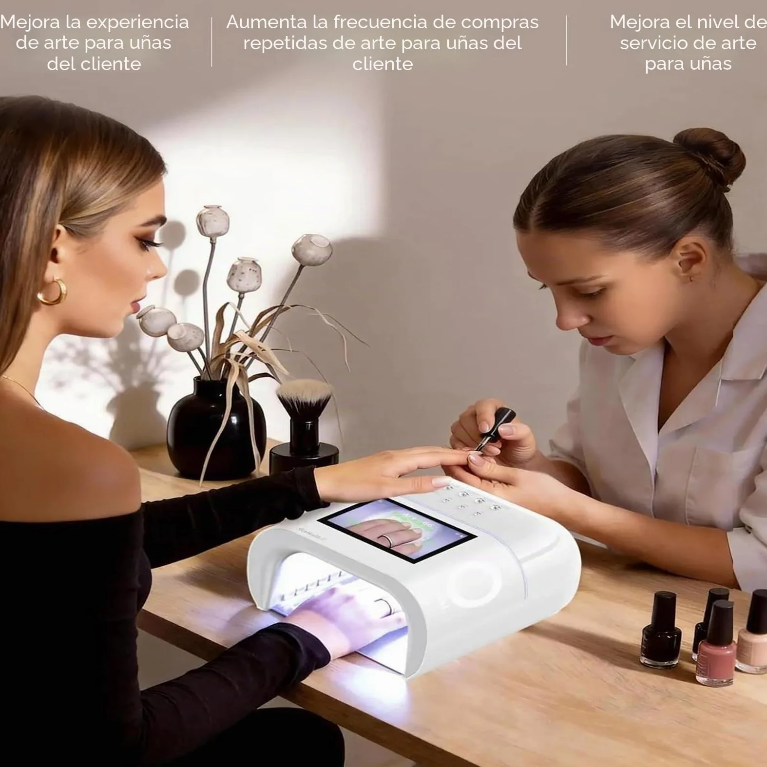Lámpara de uñas de precisión con IA, Pantalla HD, 109 led para un Secado más rápido, para Uso en Salones y en casa.