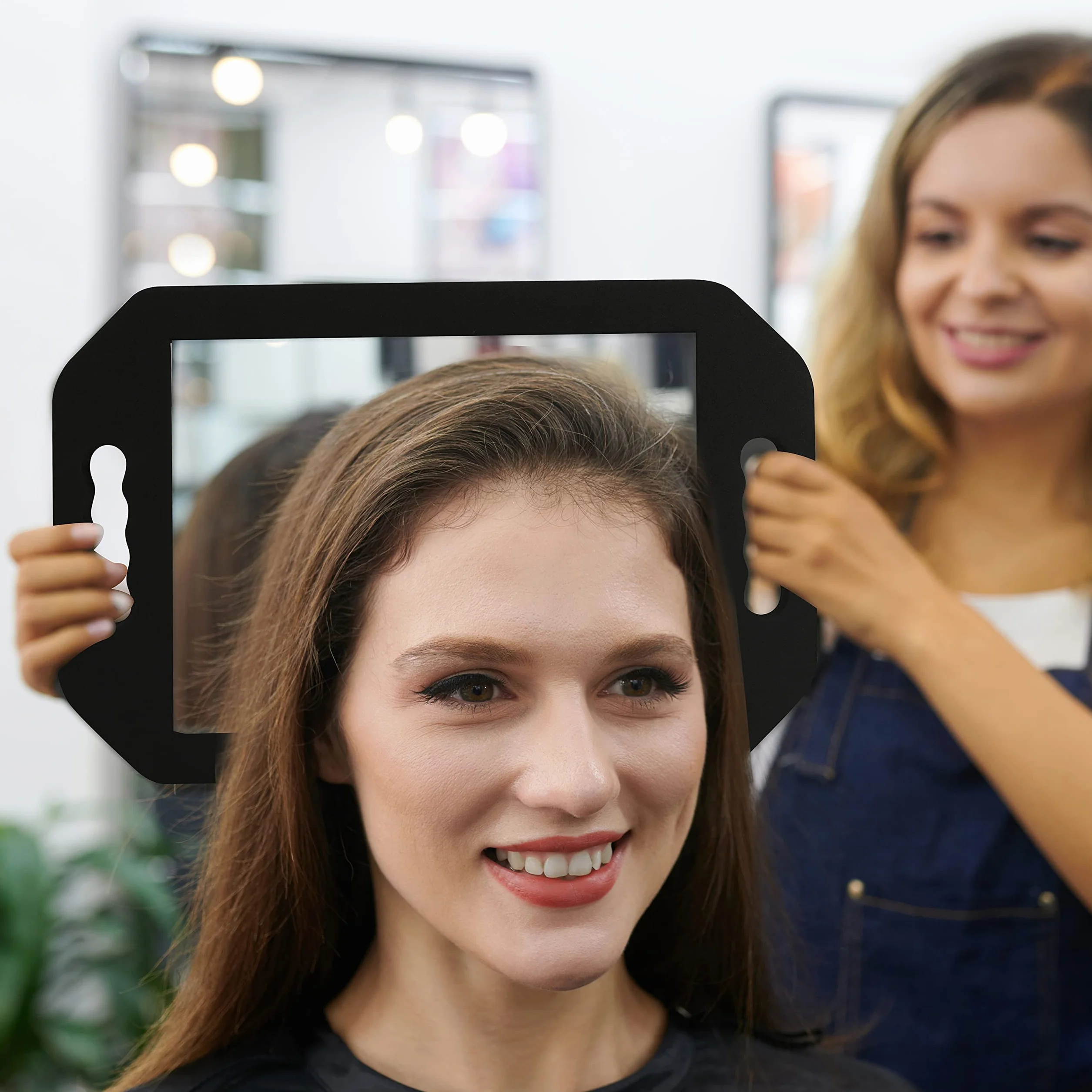 Kurtzy Espejo de Mano Ligero Negro para Peluquería - Barbero con Asa Doble
