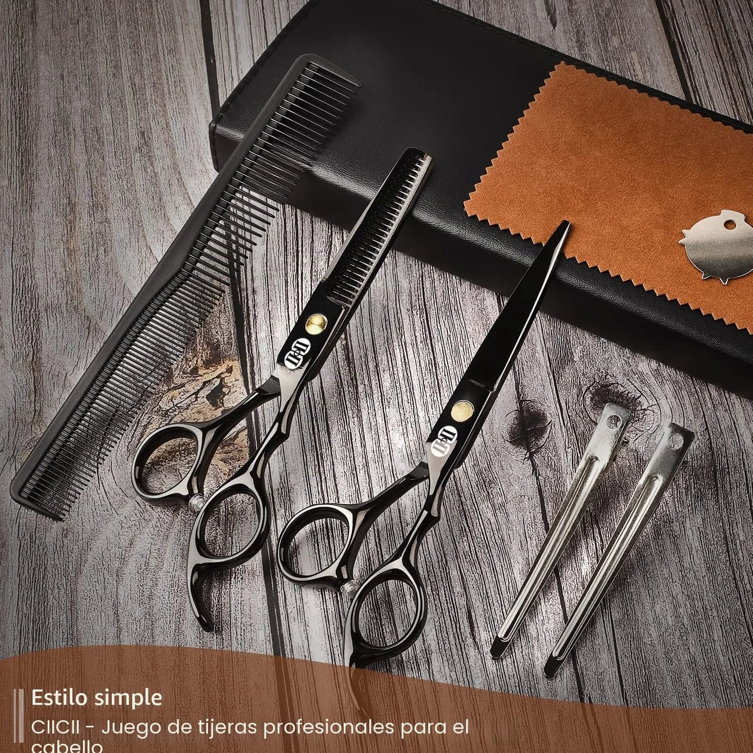 Tijeras Peluqueria Profesional 6,7 Pulgadas Cortar Entresacar Pelo Negro