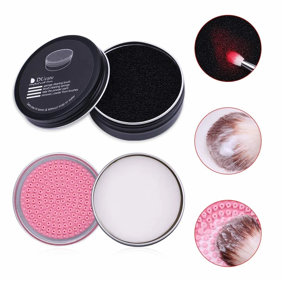 DUcare limpiador de brochas de maquillaje 2 piezas jabón 60g esponja eliminación color almohadilla silicona