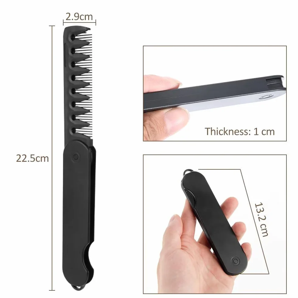 Peine de textura 2 piezas para cabello rizado, kit peine plegable 2 en 1, herramienta de volumen de raíces