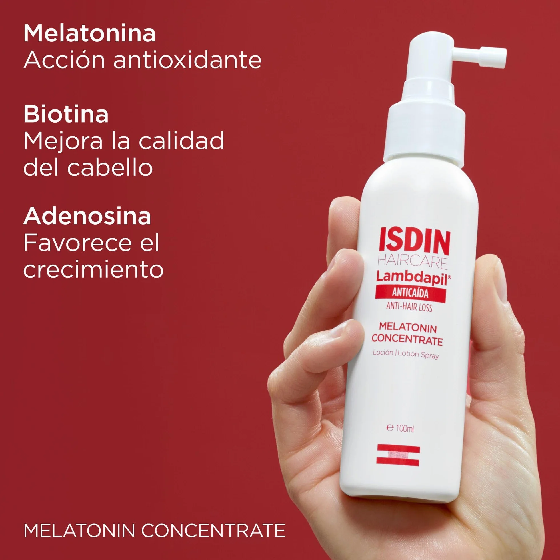 ISDIN HAIRCARE ANTICAÍDA LambdapilAnticaída Loción, Loción Anticaída Que Ayuda A Reforzar El Cabello Y Reducir Su Caída, Mejora El Volumen, Con Melatonina, Biotina y Adenosina - 100 ml