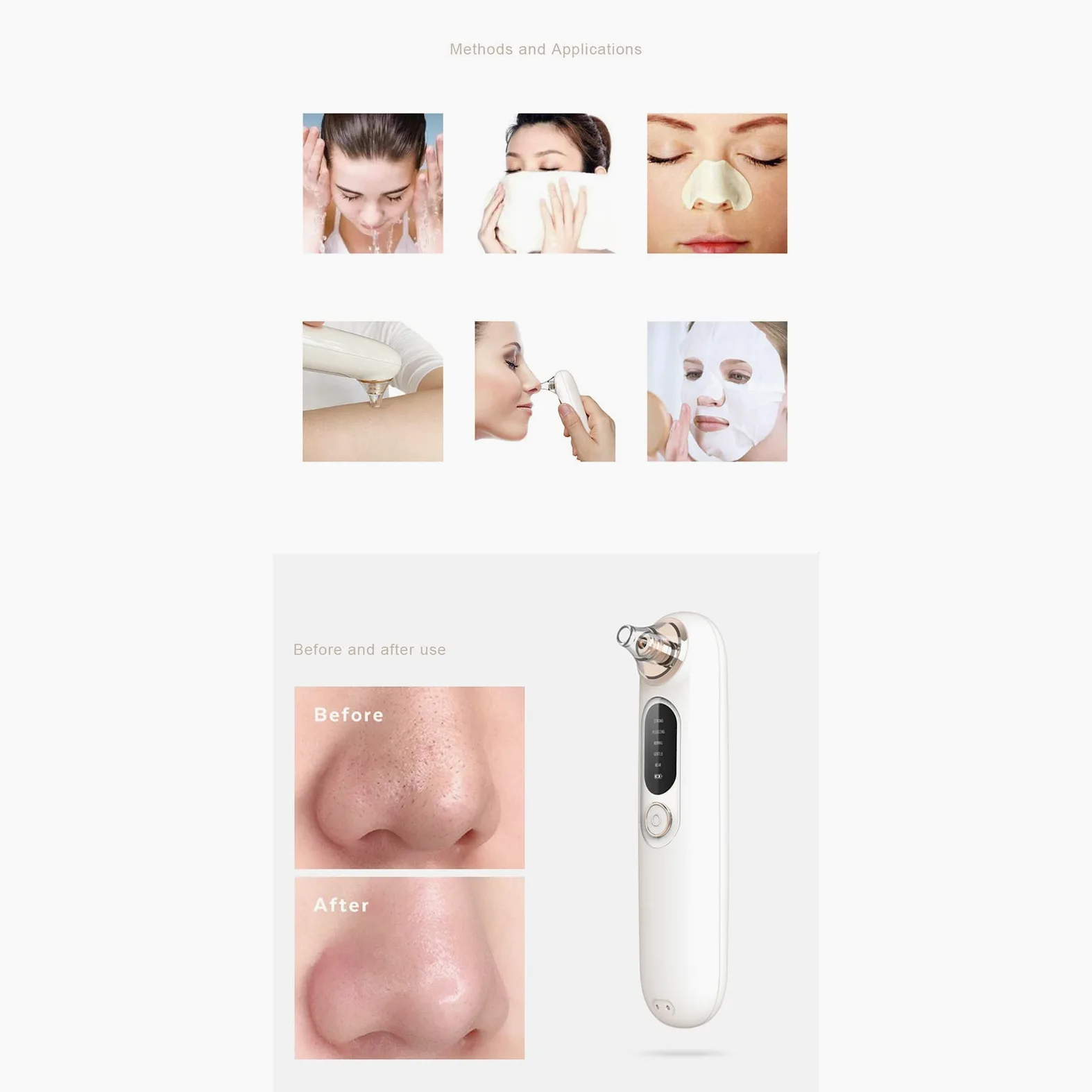 Herramienta extractora de puntos blancos para acné y comedones, limpiador de poros facial, limpiador eléctrico de poros, herramienta de succión de puntos negros, aspiradora de poros para eliminar