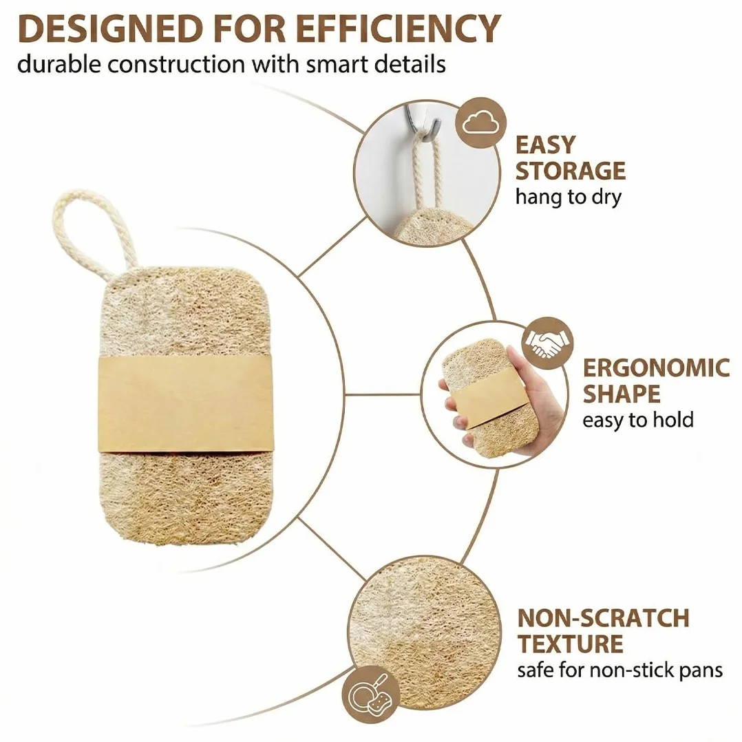 Estropajos Biodegradables de Luffa - Estropajo Ecologico Fibra de Coco Natural para Cocina