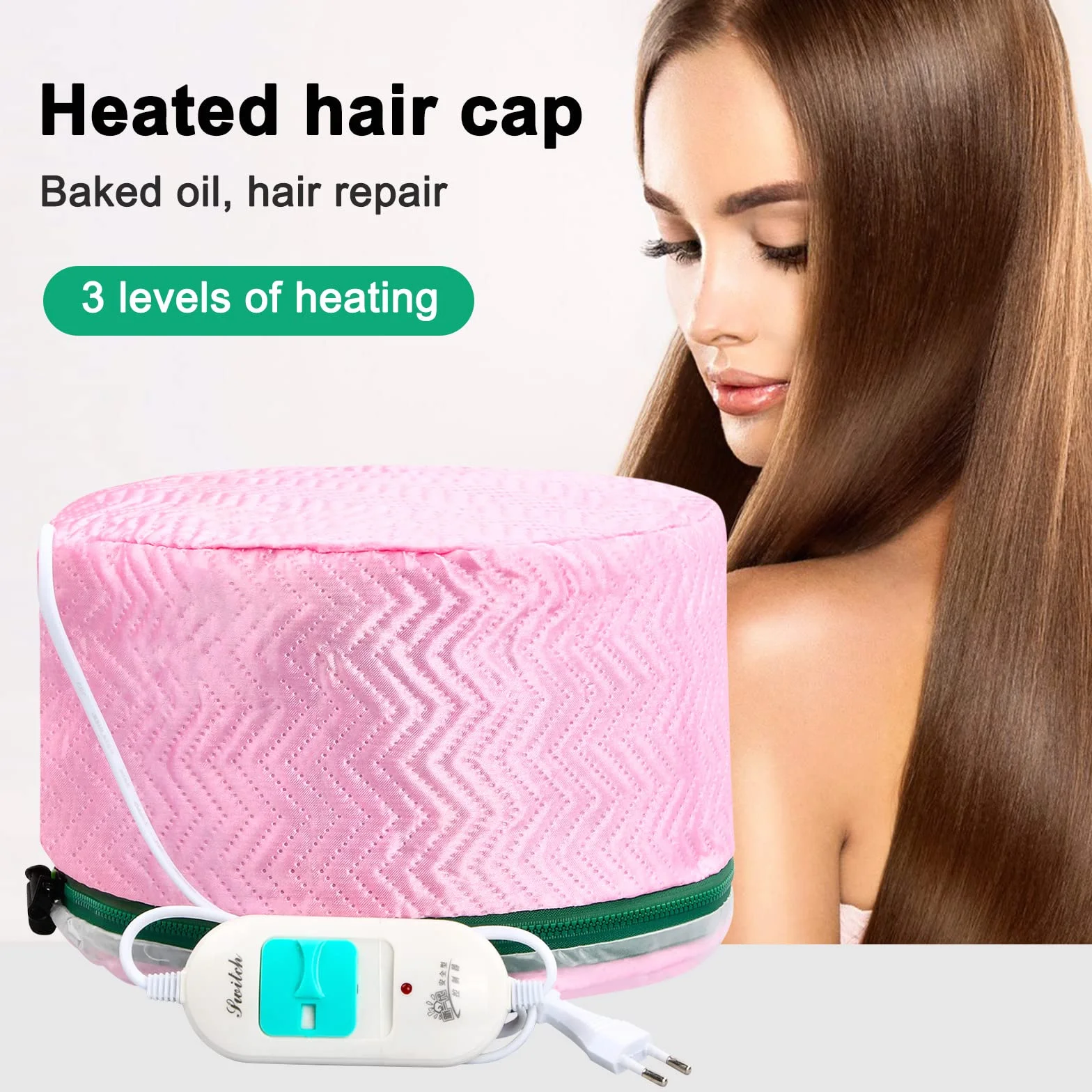 Gorro de calentamiento para el cuidado del cabello, 3 temperaturas, vaporizador eléctrico