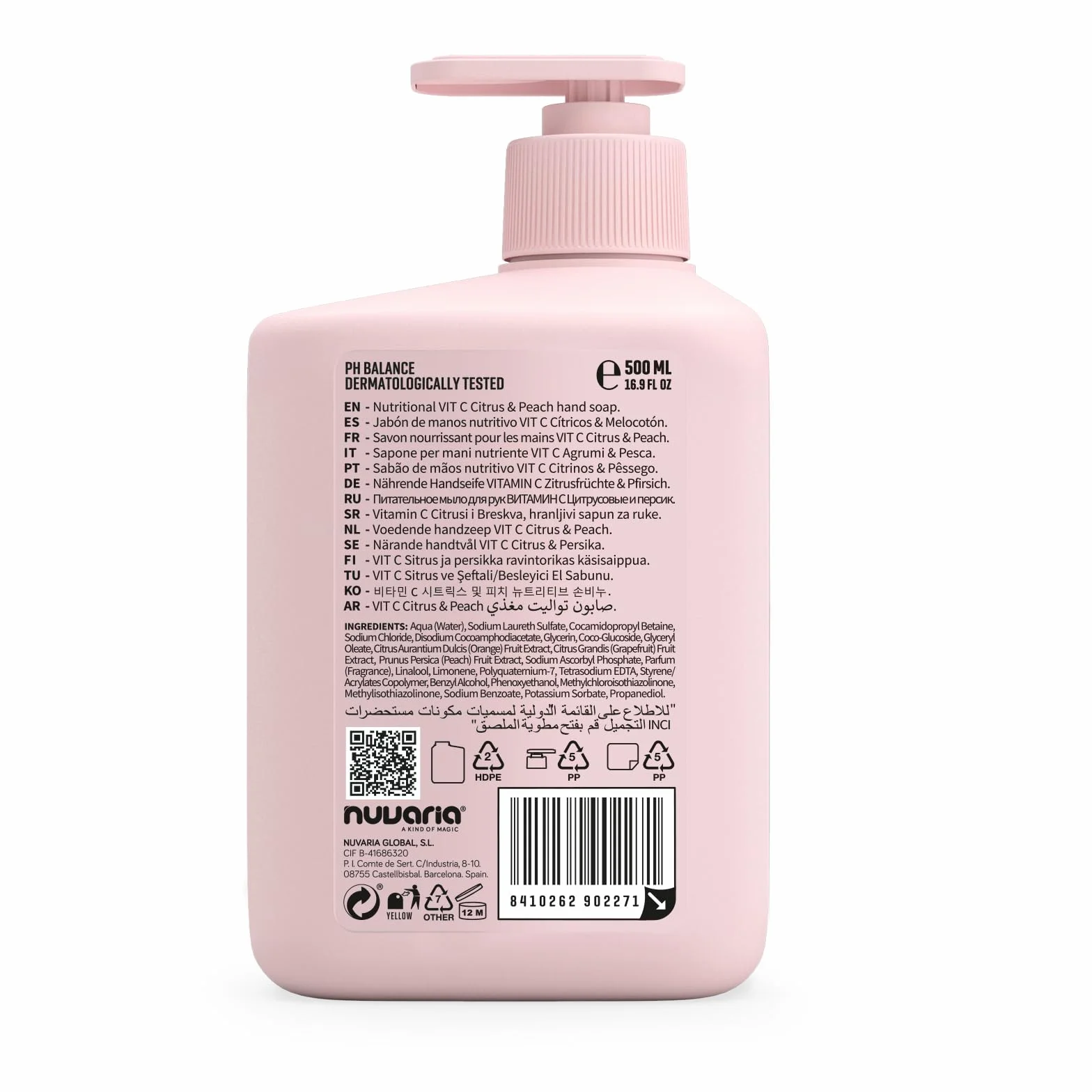 Dicora Urban Fit Jabón de Manos Vitamina C Cítricos y Melocotón 500 ml