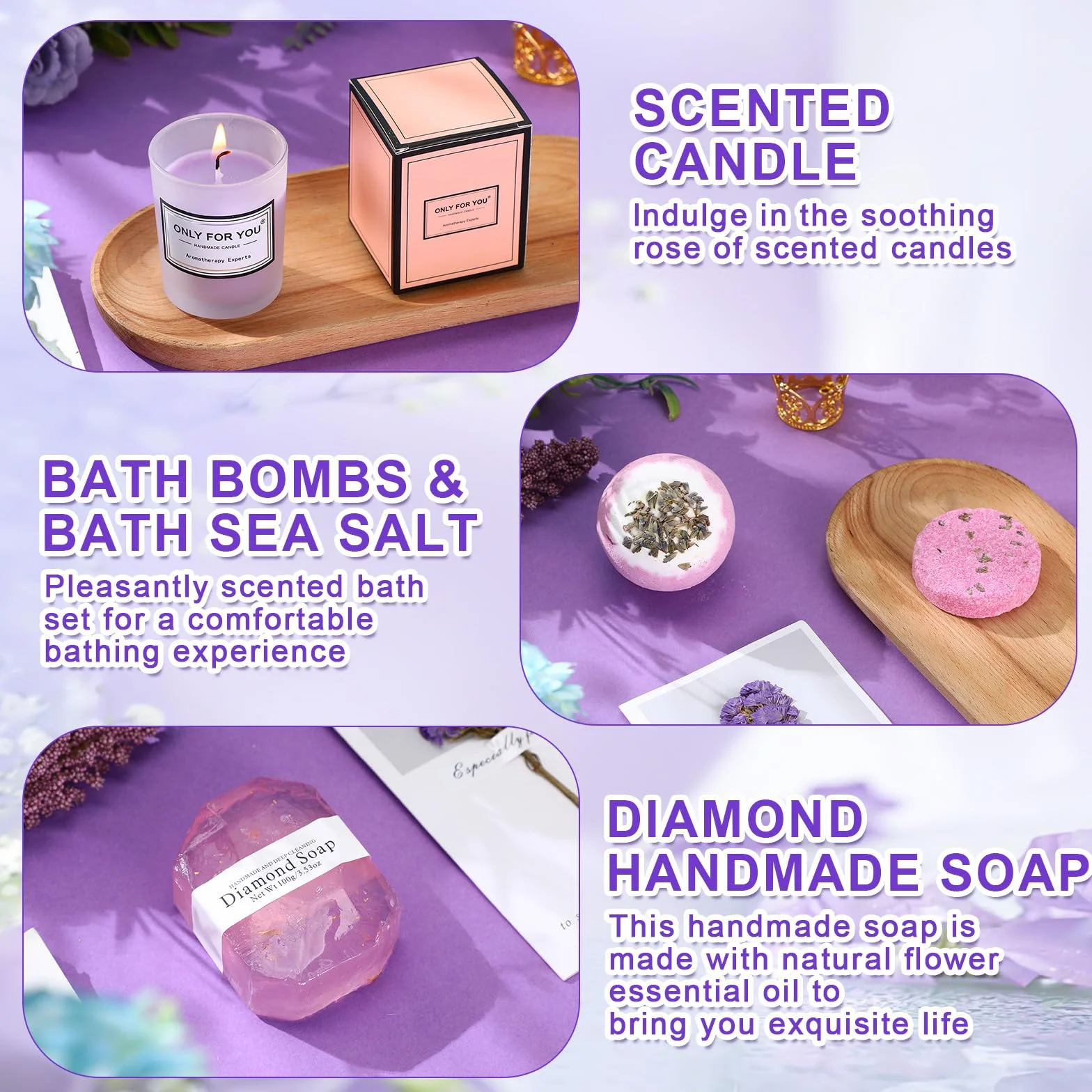 Nuogo Juego de 13 cestas de regalo de Navidad para mujer, regalo de cumpleaños, spa, cesta de regalo para mujeres, espejos, calcetines, vaporizadores, joyero, bata de baño para mamá, novia, esposa