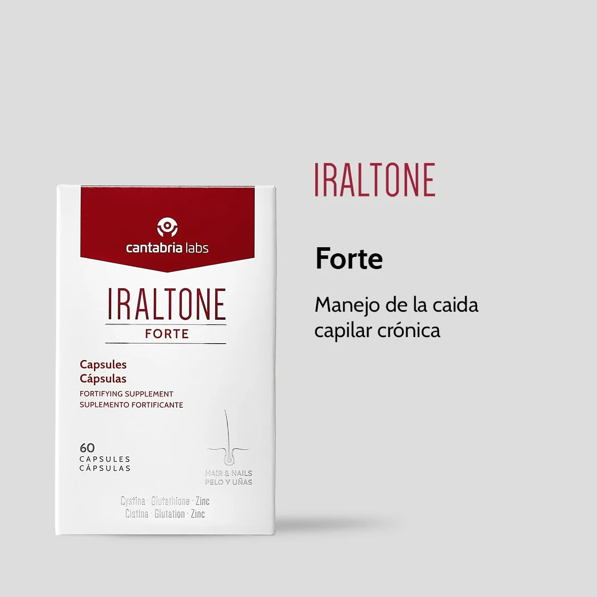 Iraltone Forte 60 Cápsulas Fortalece Cabello y Uñas Caída Capilar