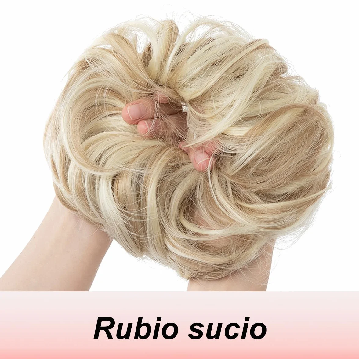 Moños Postizos Grande para Mujer, Coleteros Pelo Natural Rizado Ondulado, Moño Sintético Despeinado Rubio Sucio