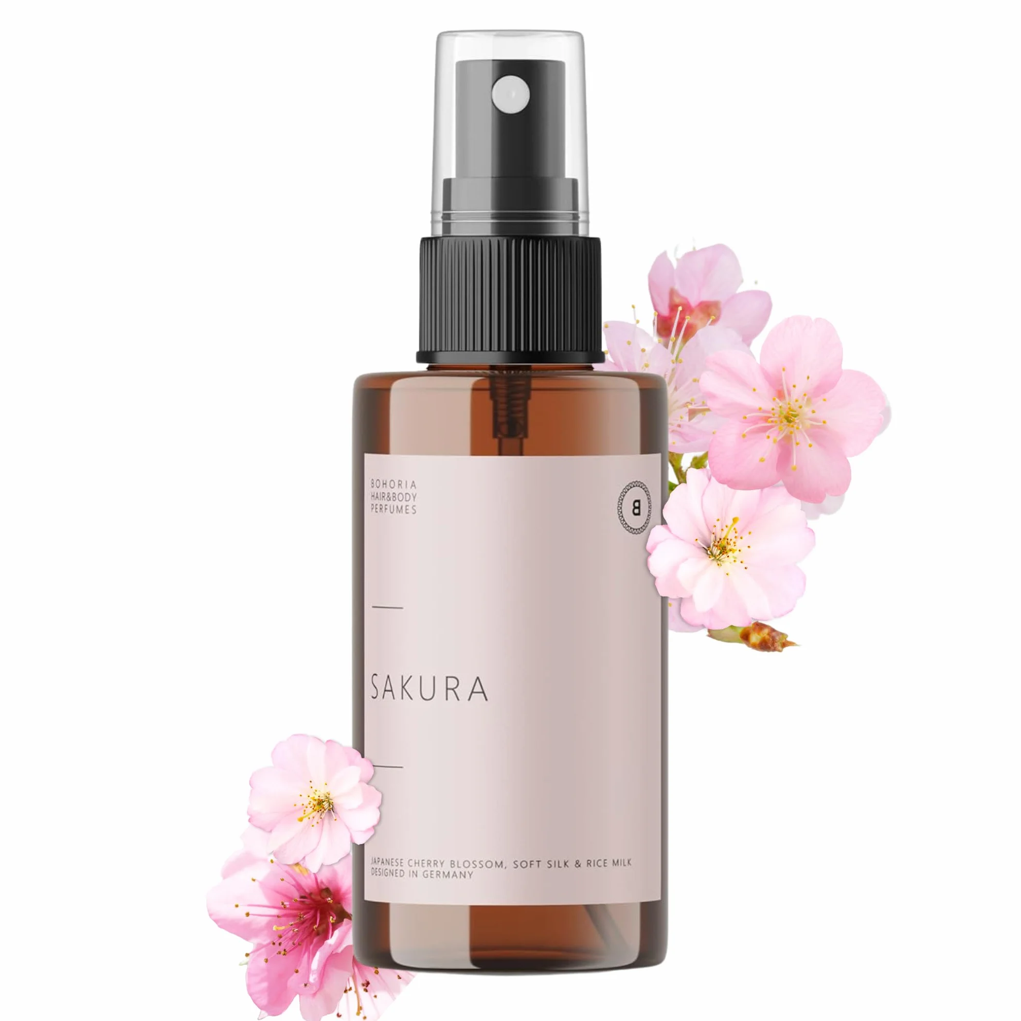 BOHORIA Perfume para el cabello Sakura 100 ml aroma leche de arroz flor de cerezo vegano sin siliconas