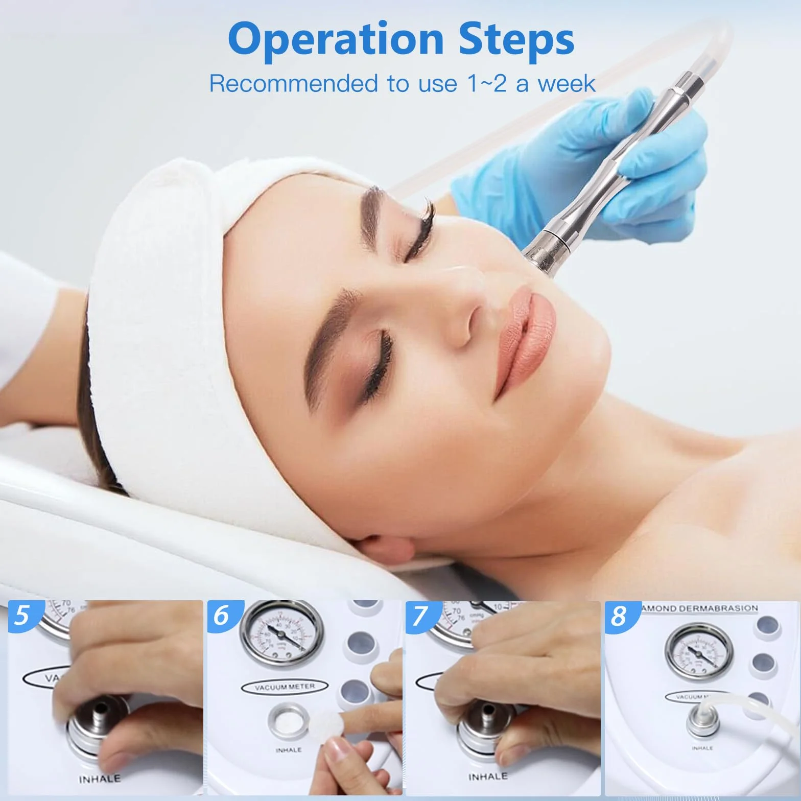 Dispositivo profesional de dermoabrasión 45W 65-68cmHg facial diamante