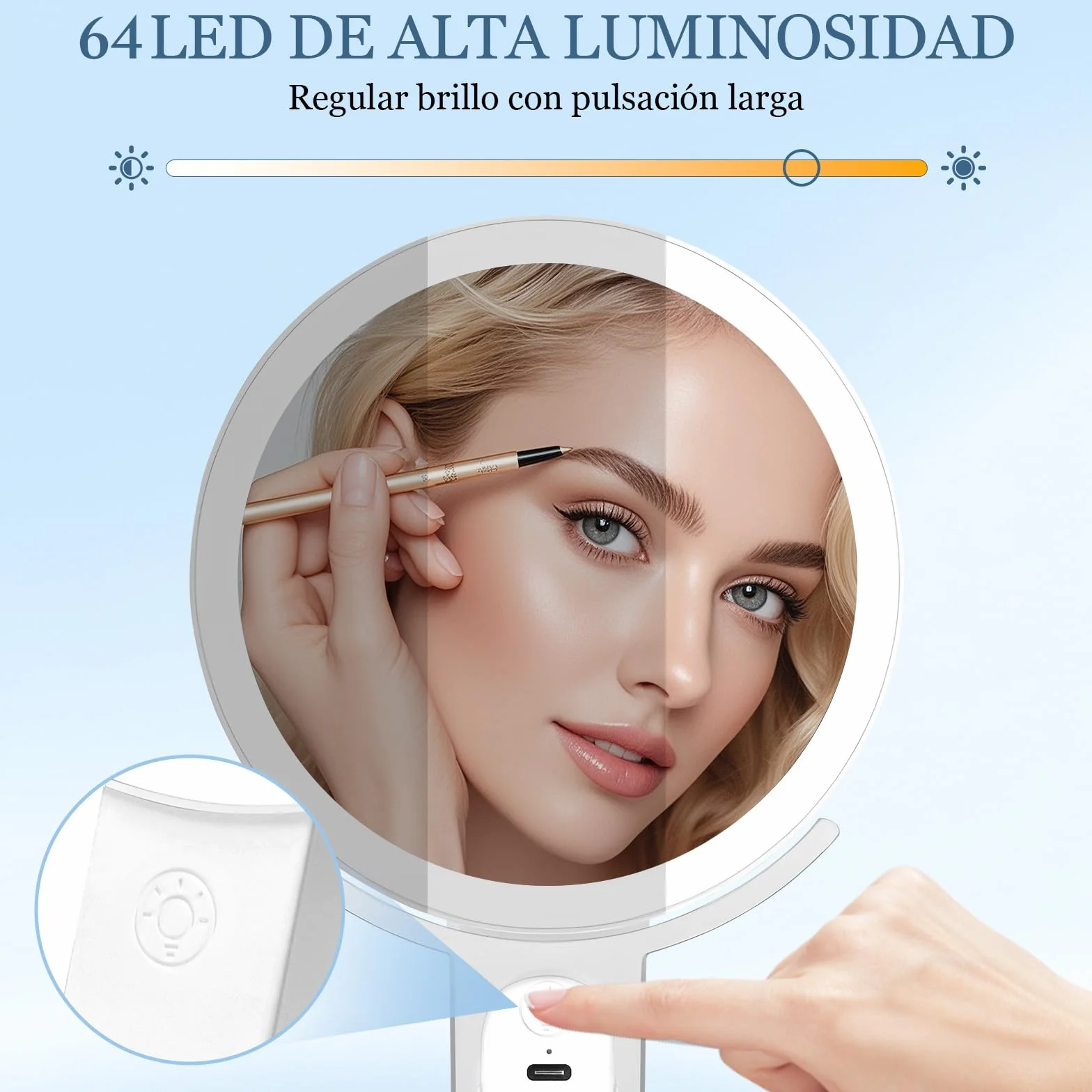Espejo de Aumento con Luz 30X/1X Plegable 3 Colores Montaje Mano Mesa Pared