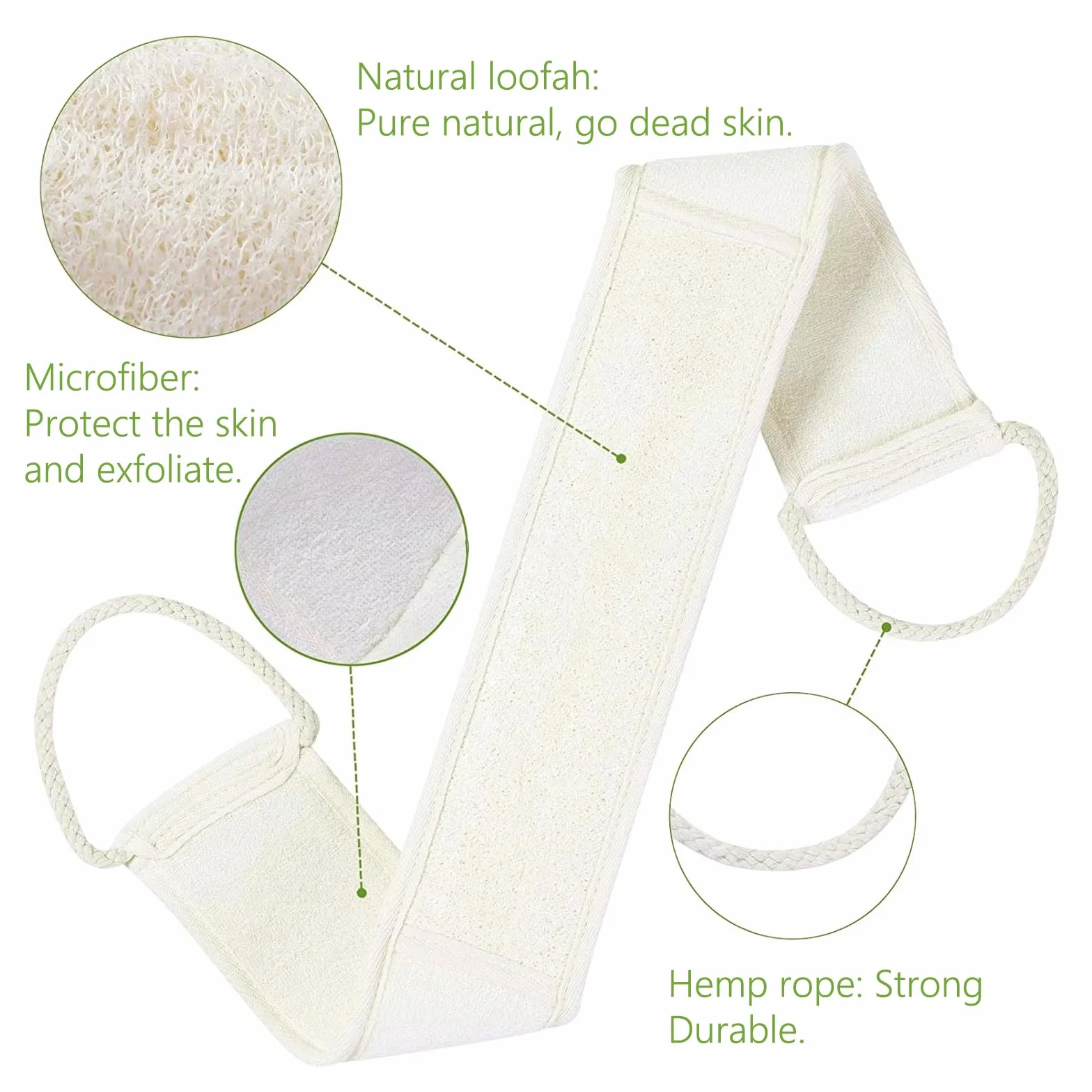 Banda exfoliante natural de Lufa para espalda, Depurador de Espalda