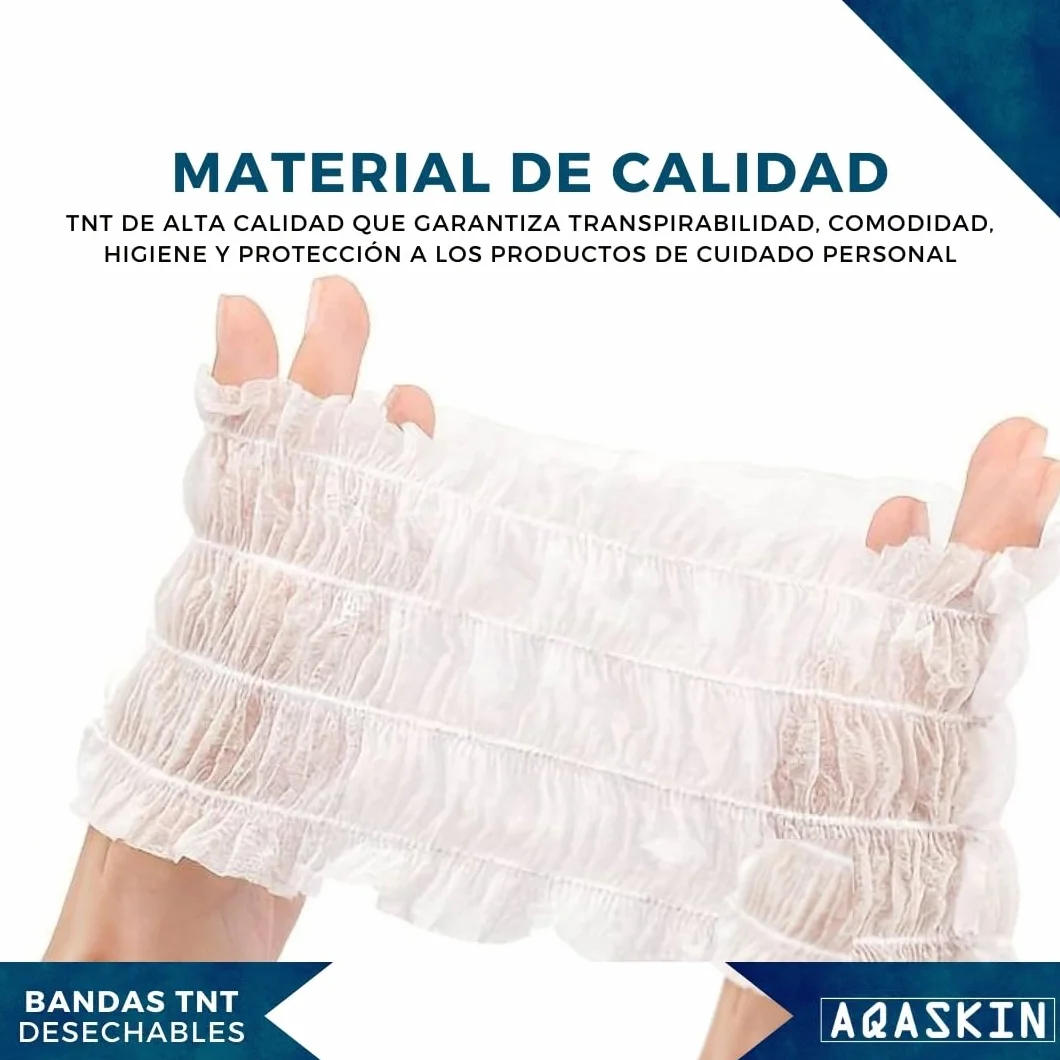 Banda elástica de pelo desechable TNT para esteticista spa bienestar - Blanco