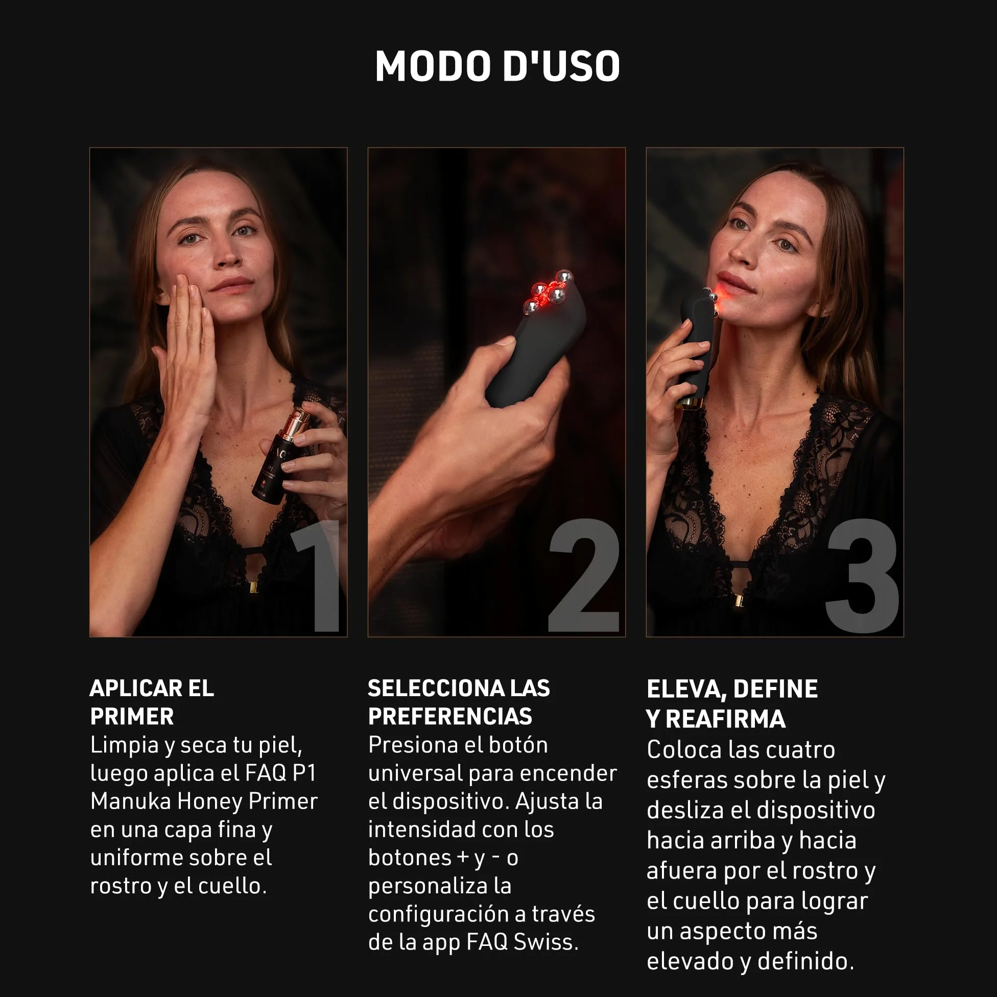 FAQ 402 lifting facial con microcorriente - LED infrarrojo | Dispositivo microcorriente, Masajeador facial, Lifting, Luz infrarroja, LED rojo, Drenaje linfático, Tonificación, IA