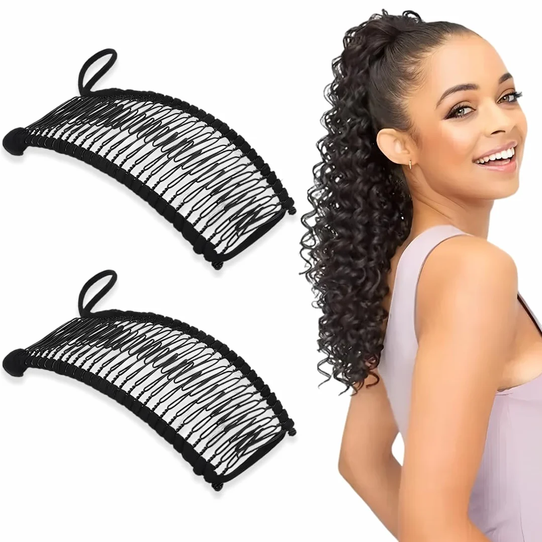 Pinza De Plátano Para El Cabello 30 Dientes Clip De Plátano Peines Decorativos Para Cabello Rizado Ondulado Grueso (Negro)