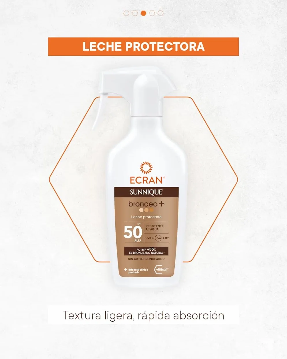 Ecran Sunnique Leche Protectora Solar SPF 50 Spray Protección Alta UVB UVA IR-A 270 ml