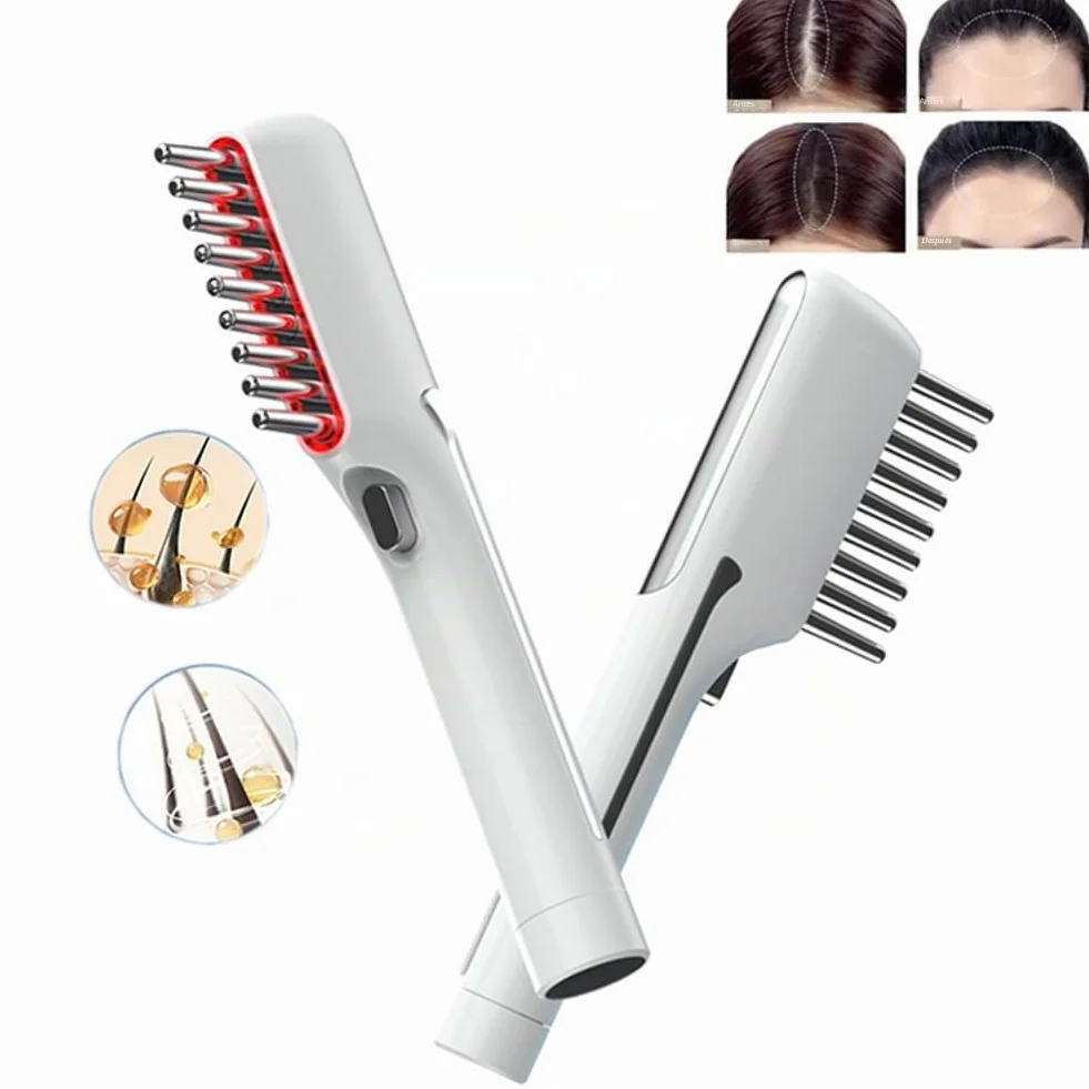 Peine eléctrico de masaje para crecimiento del cabello con micro-corriente, luz roja LED, cepillo para cuero cabelludo