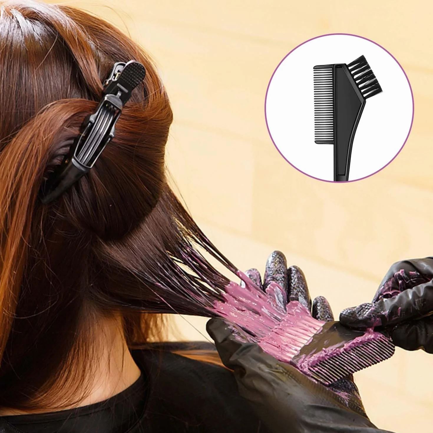 12 Piezas Gorro de Tinte Desechable con Cepillo y Ganchos, Herramienta para Teñir el Cabello en Peluquería y Salón