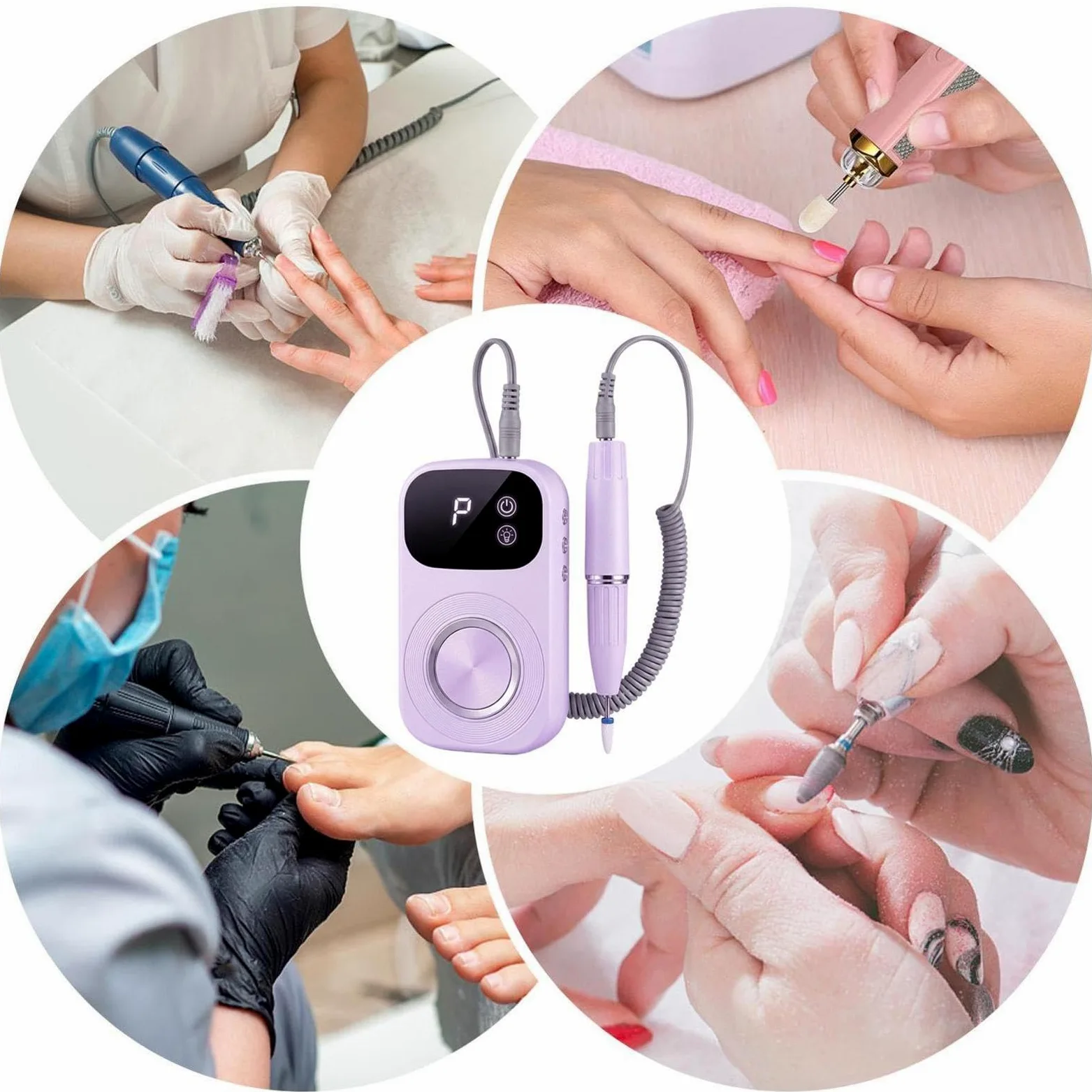 Taladro Uñas Herramienta De Manicura Eléctrica Portátil Multifunción | Kit Taladro para Uñas Gruesas en uñas de manos y pies, manicura, callos, hogar, viaje diario