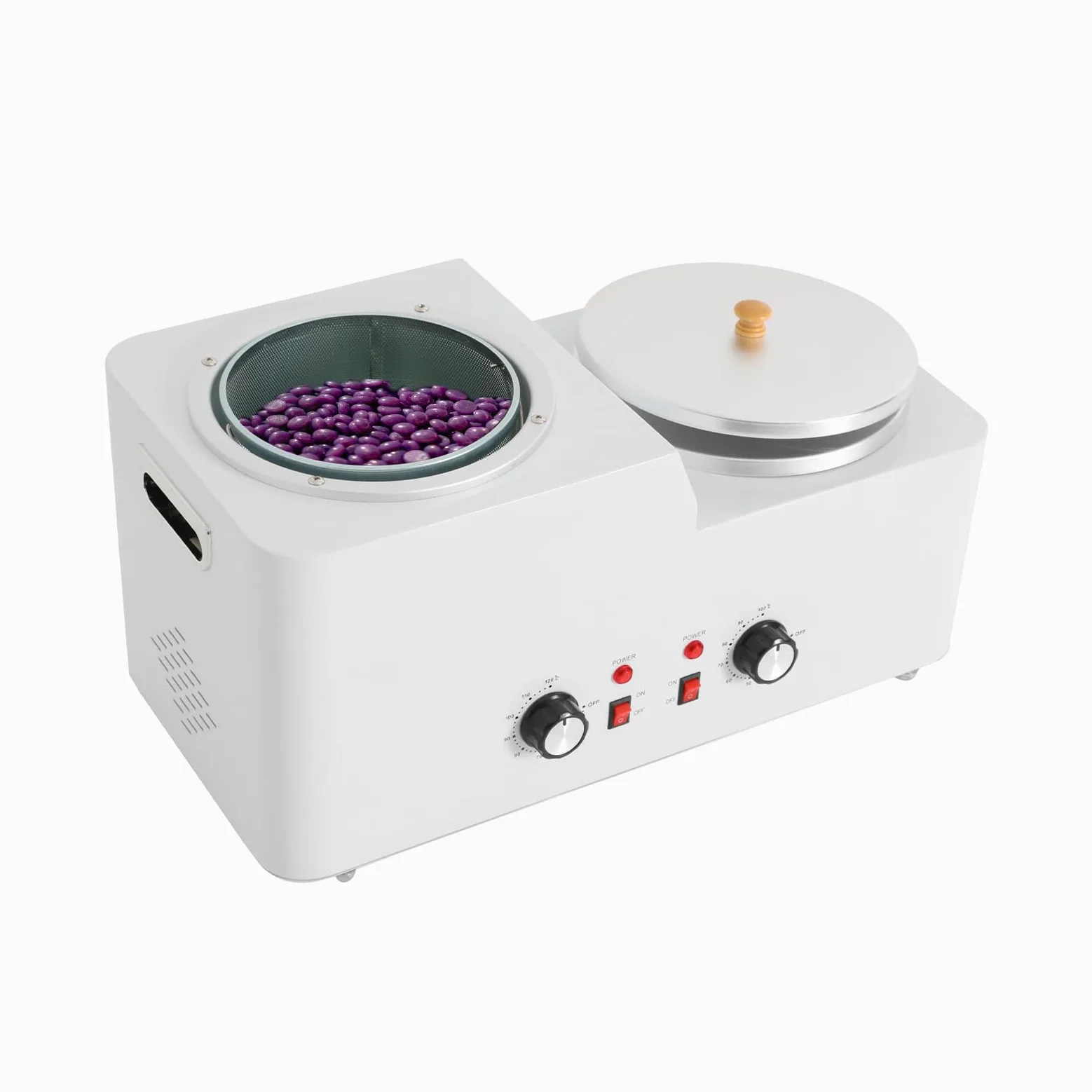 Calentador de cera eléctrico, calentador de cera de doble olla de 600 W, cera depilatoria, calentador de cera caliente de temperatura ajustable para el cuidado de la piel profesional y en casa