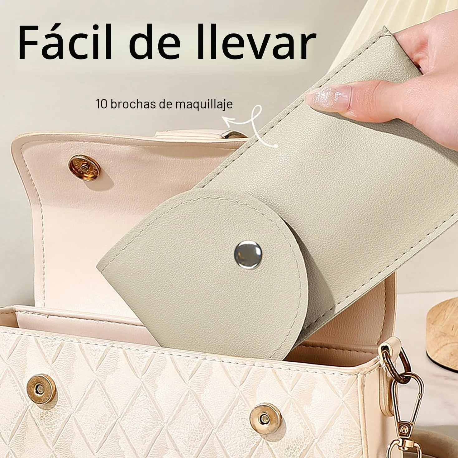 Set de Pinceles de Maquillaje Profesional 10 Piezas con Bolsa de PU