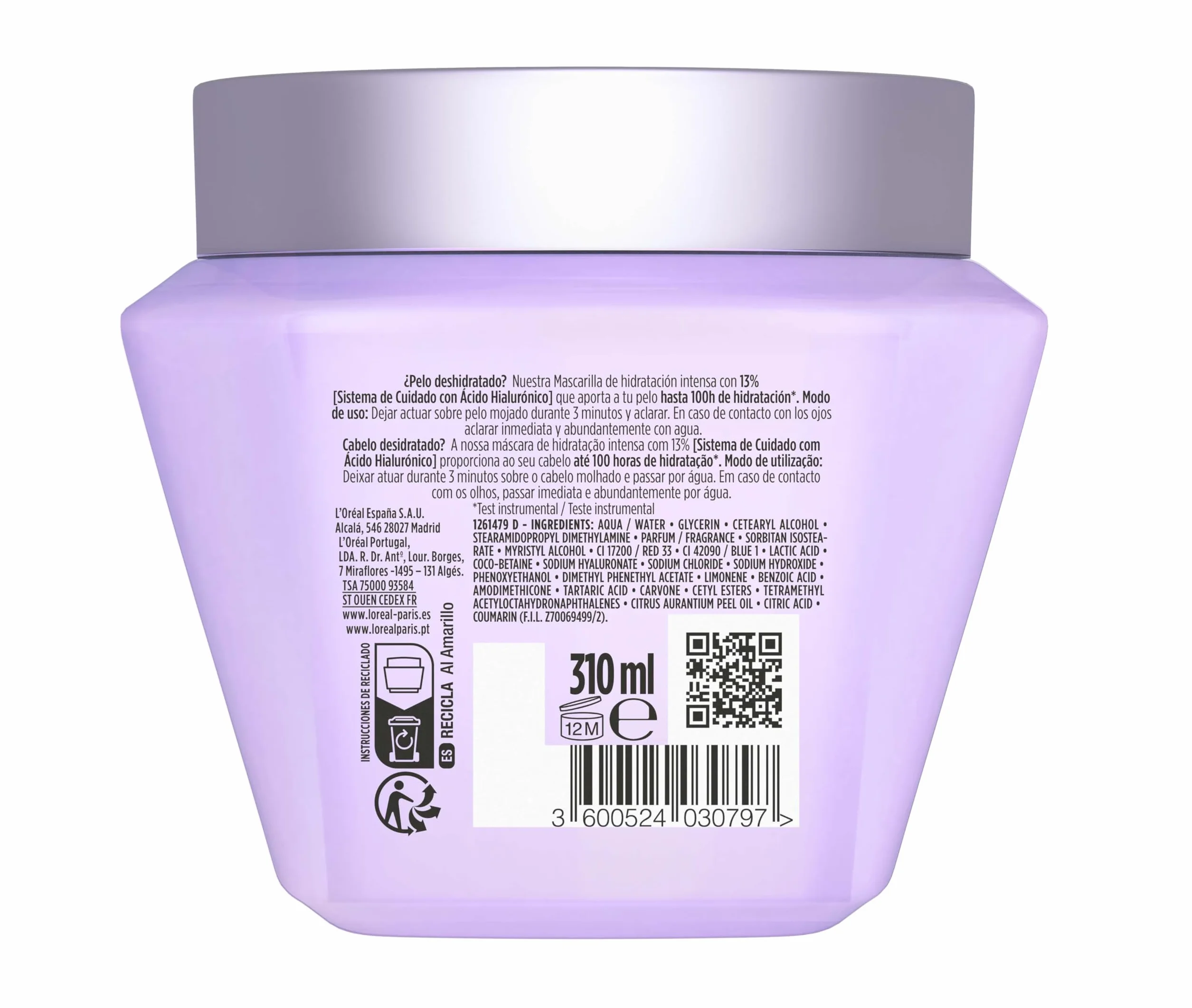 L'Oréal Paris Elvive Mascarilla Hialuronico 310ml