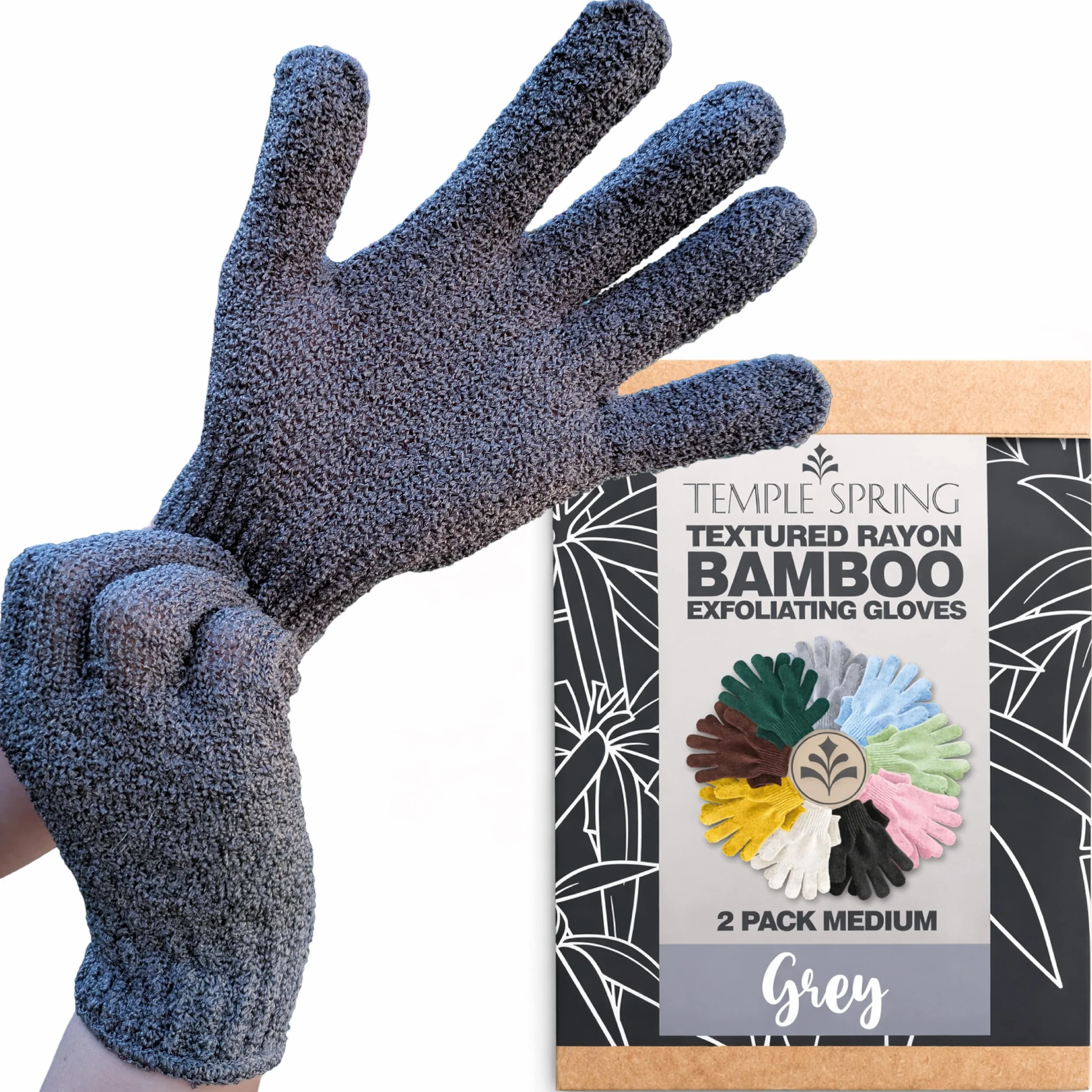 Guante Exfoliante Corporal Bambú Esponja Exfoliante Cuerpo Autobronceador Gris