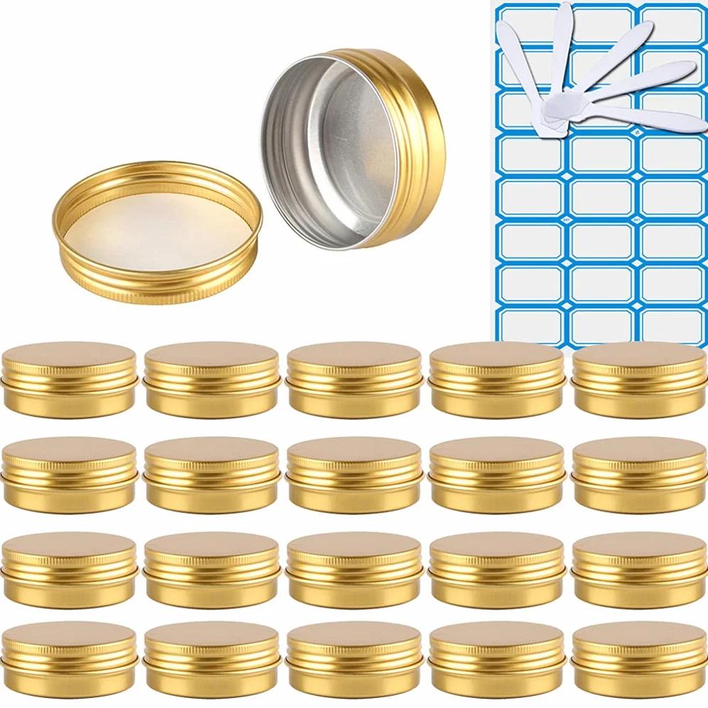 Tarros de Aluminio con Tapa Rosca 30ml Oro, 30 Piezas Envases Vacíos Redondos para Cosméticos