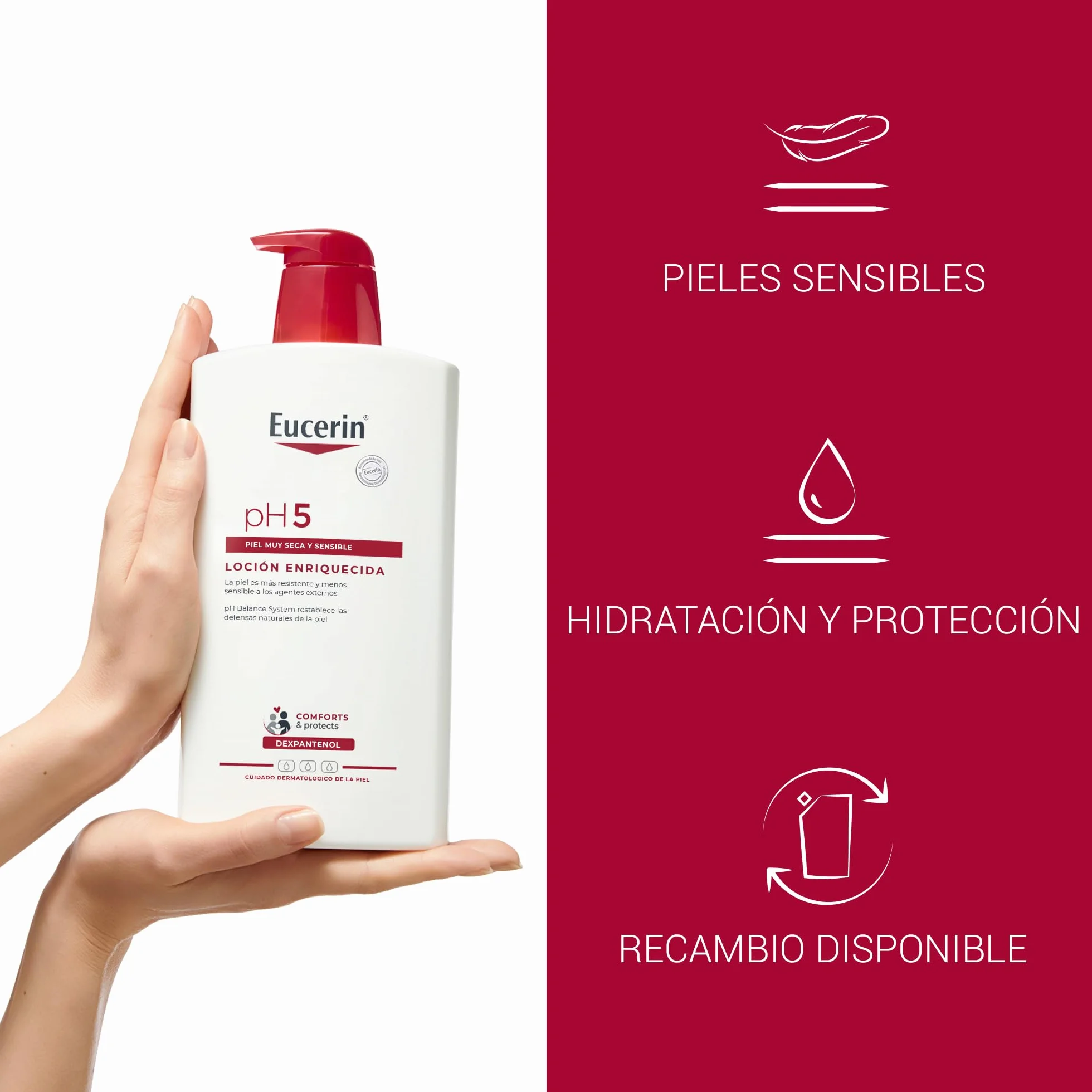 Eucerin pH5 Loción Enriquecida 1000 ml Crema Corporal con Dexpantenol y Glicerina para Pieles Muy Secas y Sensibles