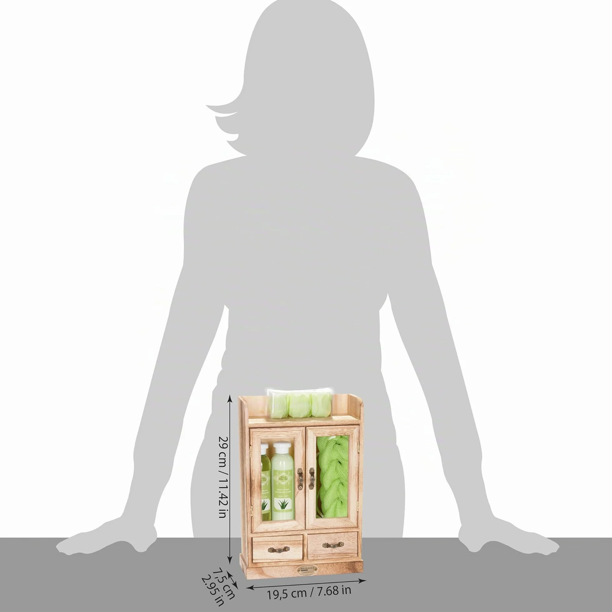 BRUBAKER Cosmetics Set de Regalo de Baño Aloe vera Armario Madera 10 piezas
