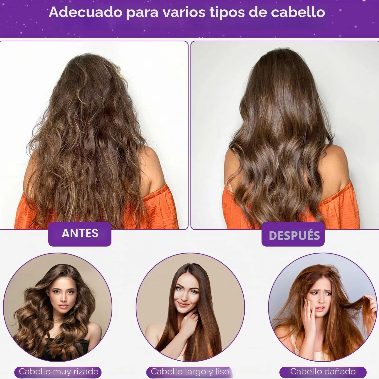 TEPENAR Gorro Secador para Cabello: Capucha Extra Grande Ajustable y Suave para Pelo Rizado - Secado Rápido - Morado