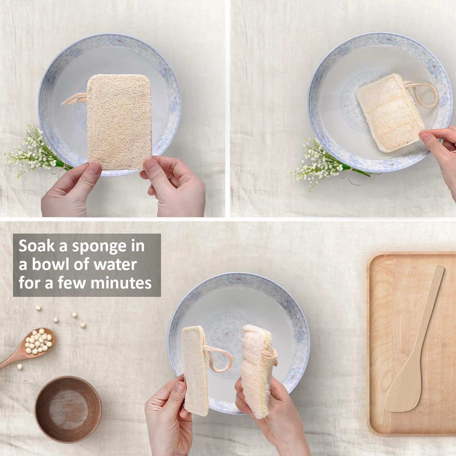 eplanita Esponjas Naturales para Lavar Platos, Estropajos Cocina, Eco Scrubber, Planta de Lufa Natural, Biodegradable y Cero Residuos (Paquete de 6)