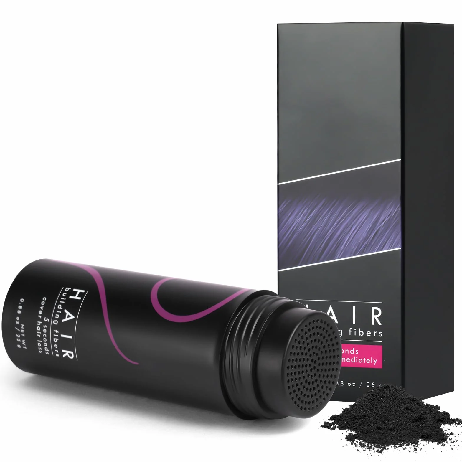 LOPHE Polvo de Fibra Capilar 25g Fibras Capilares para Hombre y Mujer Relleno Capilar Instantaneo Negro