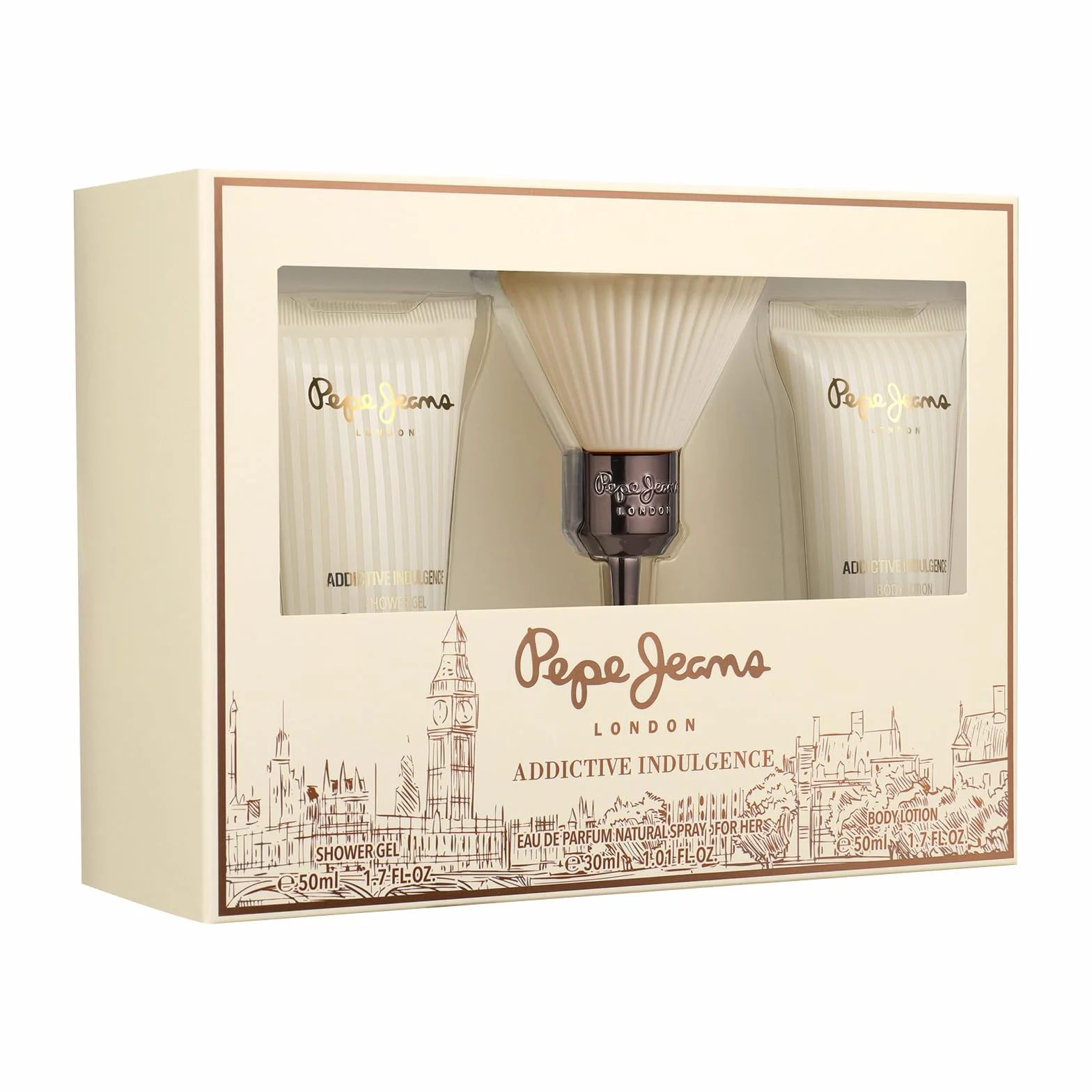 Pepe Jeans Addictive Indulgence For Her Estuche Regalo Perfumes Mujer Pack 3 Piezas Eau de Parfum 30ml Body Lotion 50ml Shower Gel 50ml Set