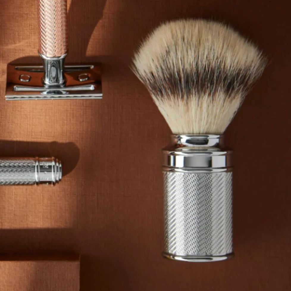 Mhle Classic Shaving Brush, Silver Tip Badger Hair, Handle Engraved Chrome by MHLE