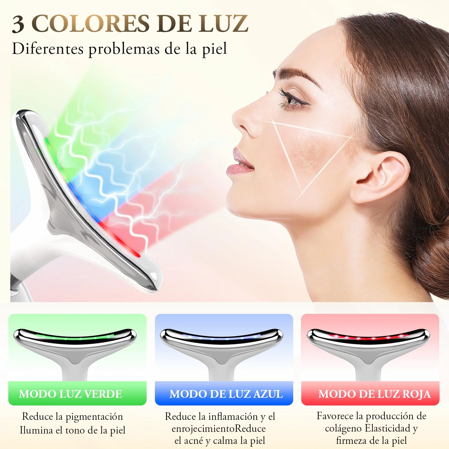 ANLAN Masajeador Facial Antiarrugas con Calor Luz LED EMS Lifting para Cuello (45°C)