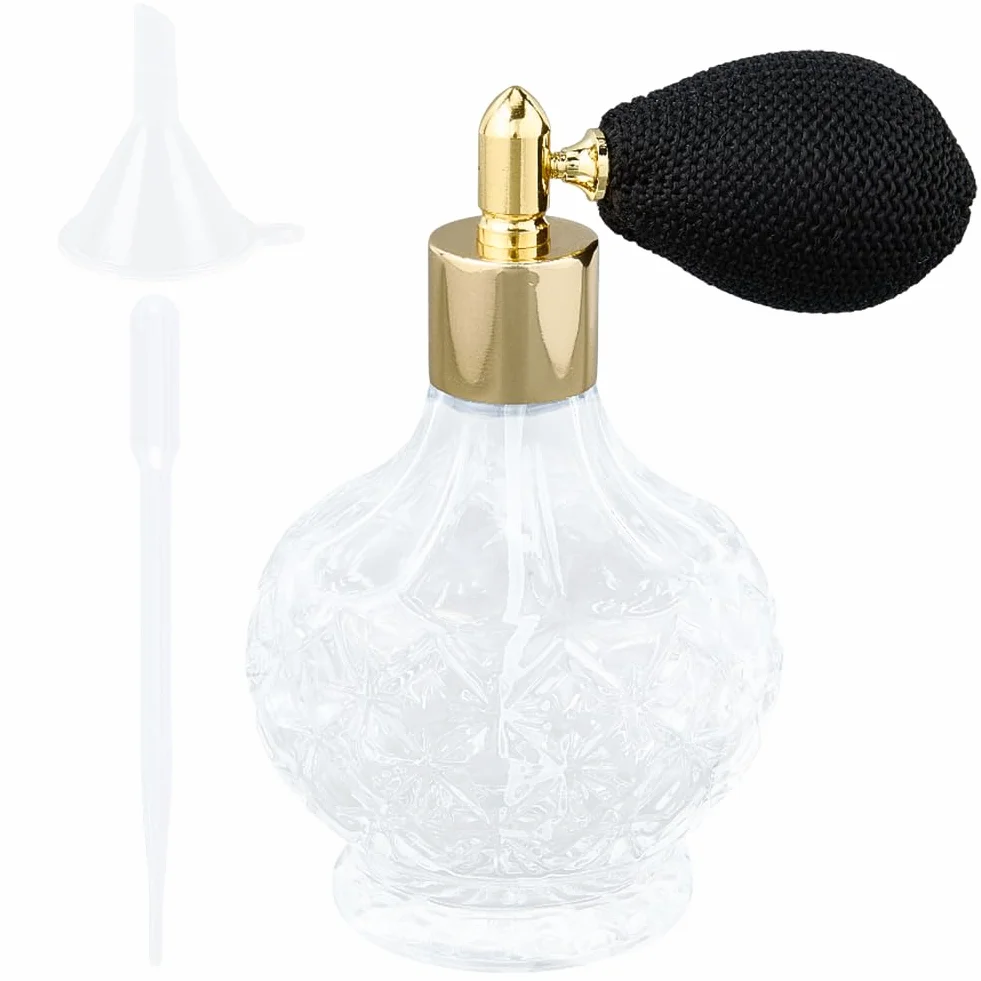GORGECRAFT Botellas de Perfume de Cristal 100 ml Atomizador Vintage Rellenable Bomba de Vidrio