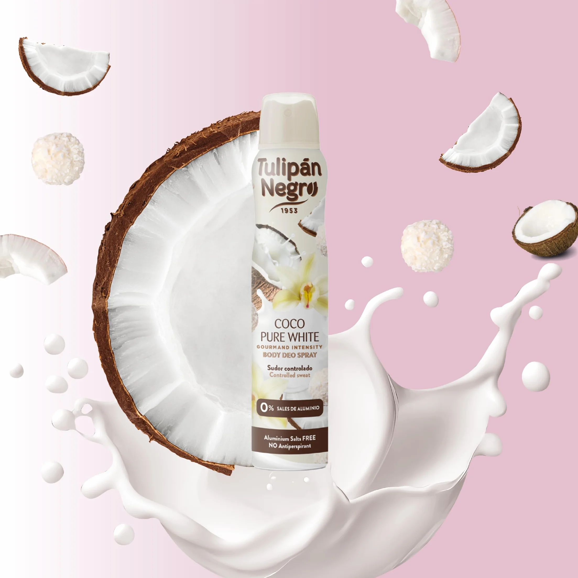 Tulipán Negro Desodorante Mujer Spray Coco Pure White 200 ml 0% Sales de Aluminio