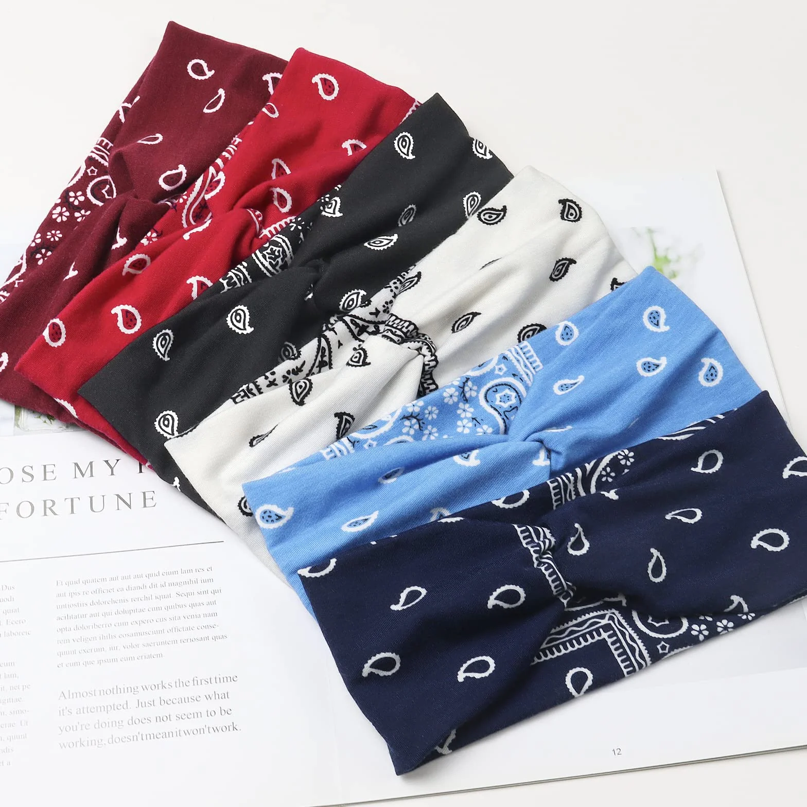 Kavya Diademas Elástico Cinta de Pelo Suave 6 Piezas Boho Thin Hijab Accesorios para Mujer Yoga Deportes