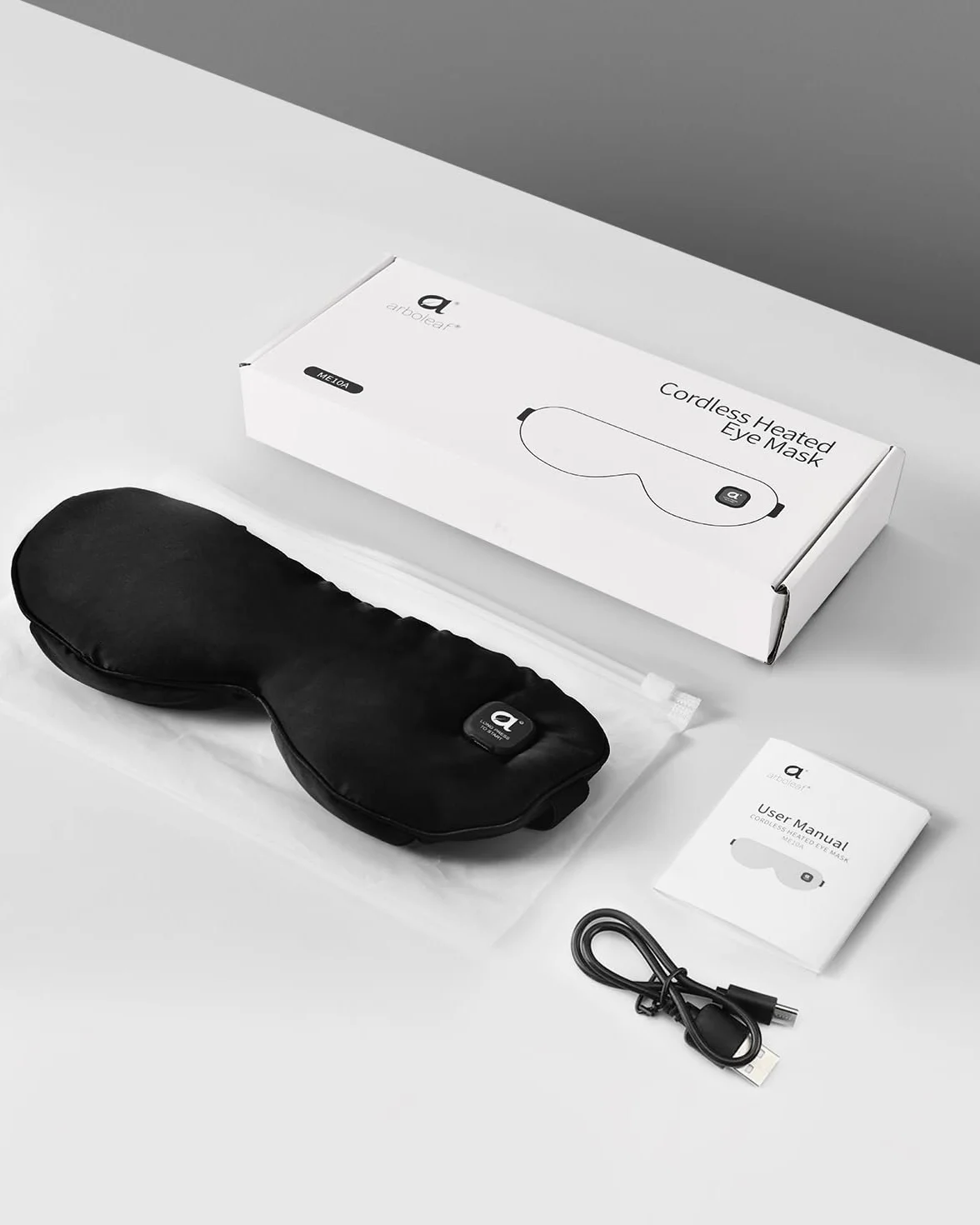 Arboleaf Antifaz Calor Ojos 3 Niveles Mascarilla Térmica Recargable USB-C Batería 1000mAh Bloqueo Luz Lavable