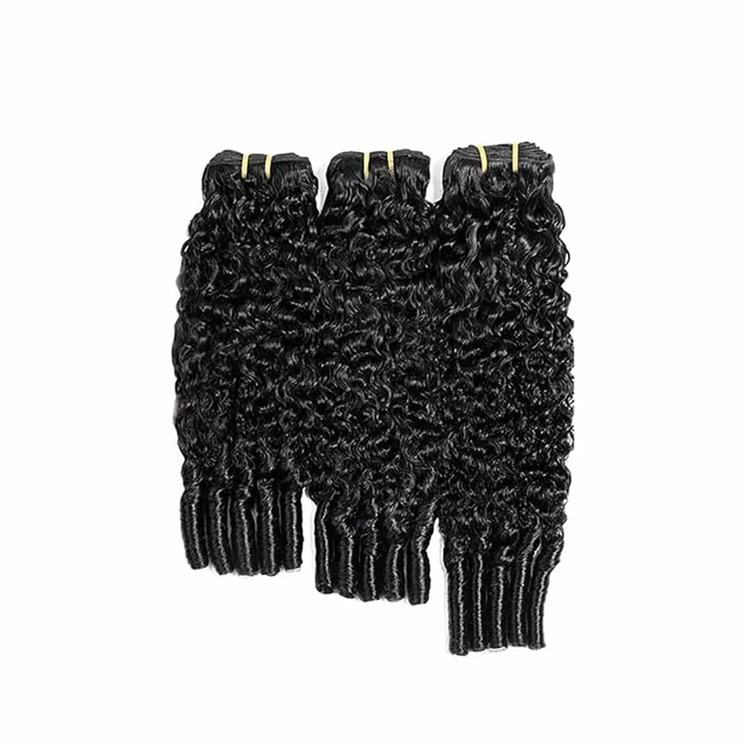 Extensiones de pelo humano rizado de Birmania, extensiones de cabello humano sin procesar, extensiones de pelo humano doble trama de color negro natural, 3 paquetes por paquete, total 150 g