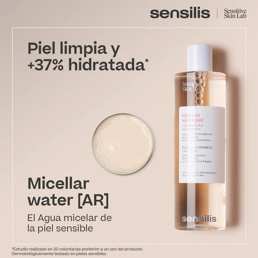 Sensilis Agua Micelar Pieles Sensibles Ácido Hialurónico Extracto Regaliz Limpia Desmaquilla Calma Rojeces