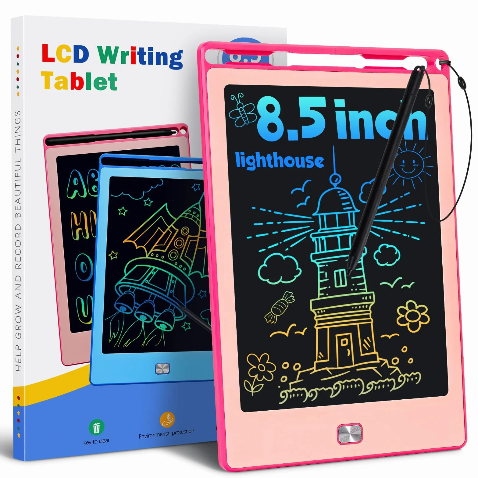 Tableta Escritura Niños LCD 8,5 Pulgadas, Tablet Dibujo Reutilizable, Juguete Educativo Rosa