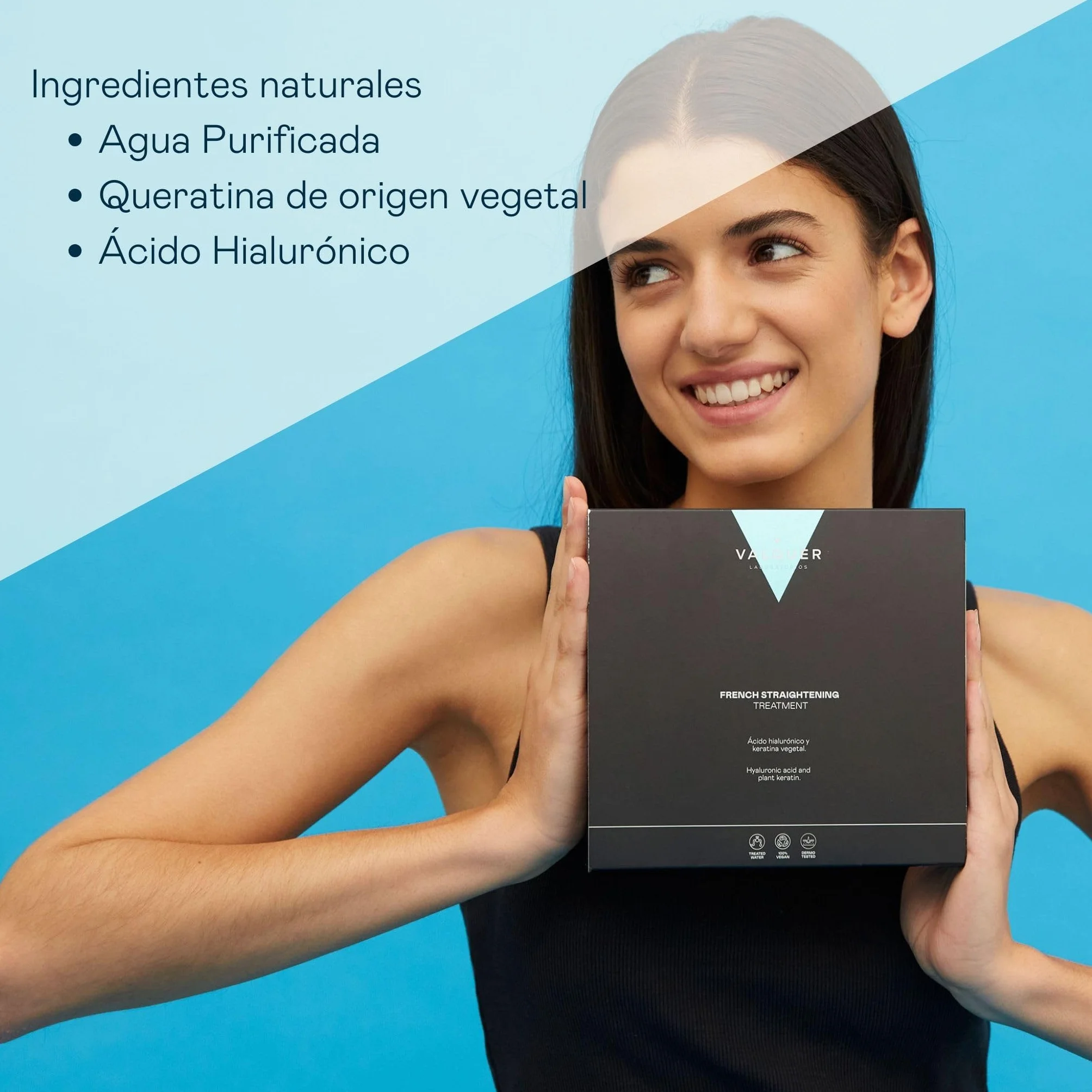 VALQUER Alisado Francés Tratamiento Profesional Con Ácido Hialurónico y Keratina Vegetal Vegano