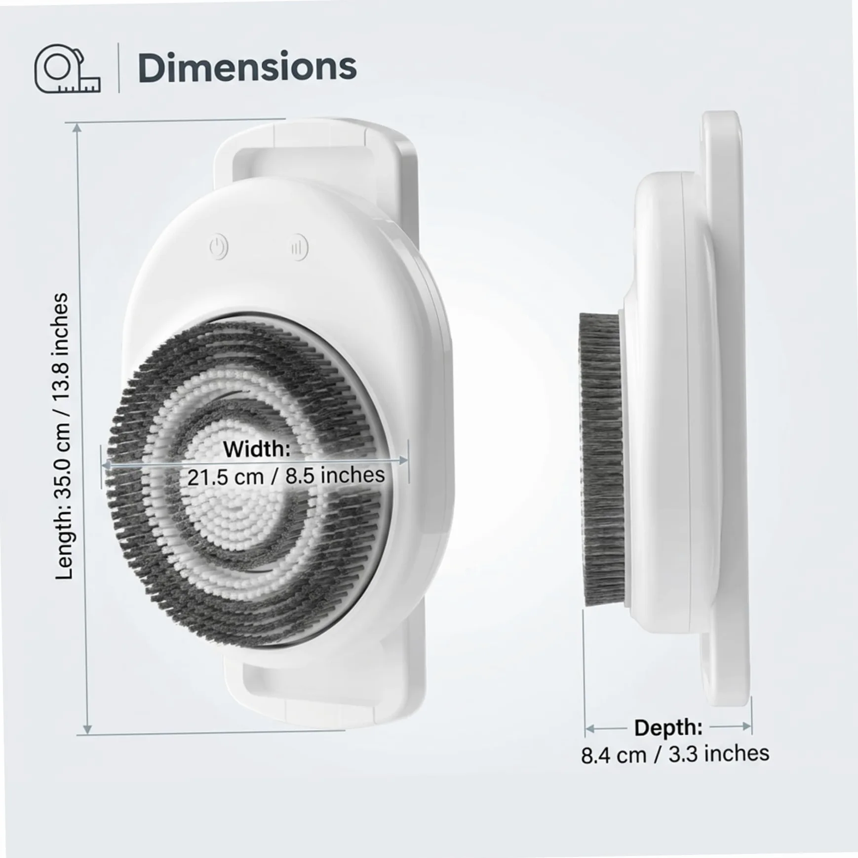 Fregadora de espalda eléctrica para pared de ducha, cepillo de ducha automático manos libres, 3 velocidades, cabezal de 18cm